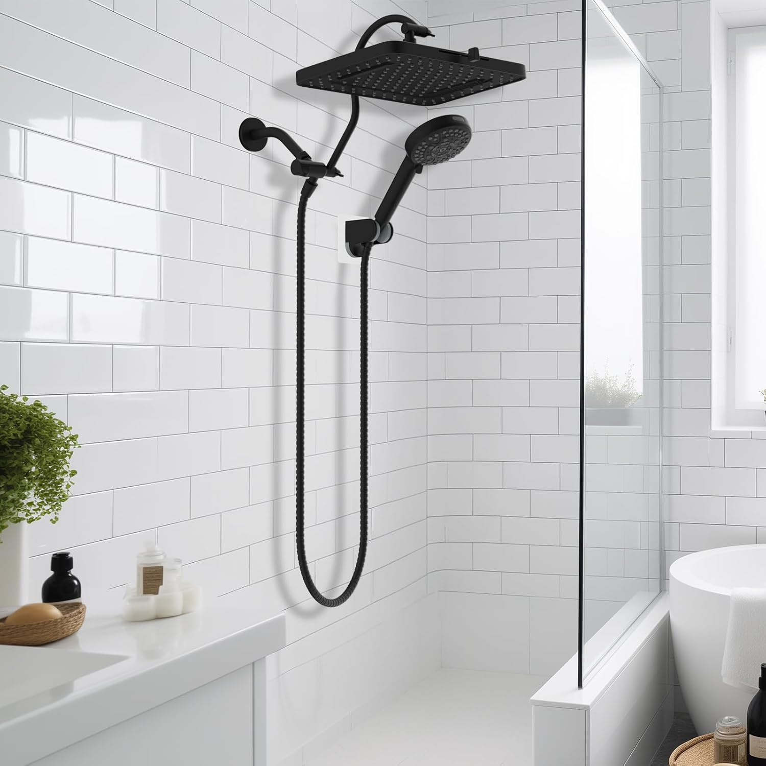 Hibbent 13 Rain Shower Head with 5 Modes and 12 Extension Arm