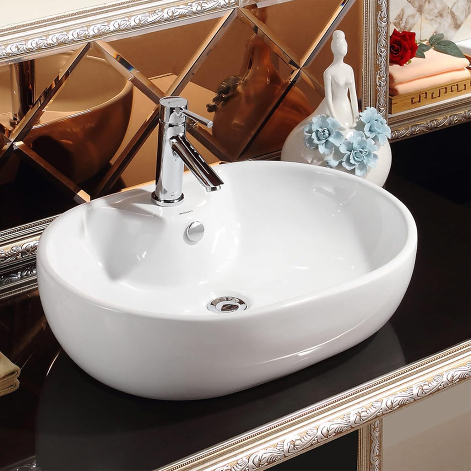 4 Pack Silver Sink Overflow Covers for Bathroom and Kitchen
