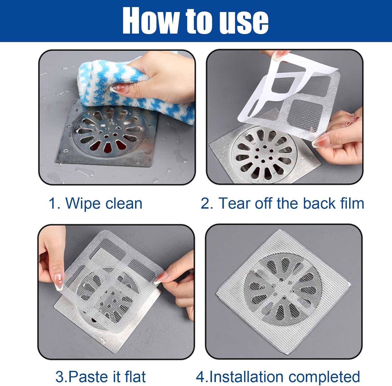 30 Pcs 4x4 Disposable Shower Hair Catcher