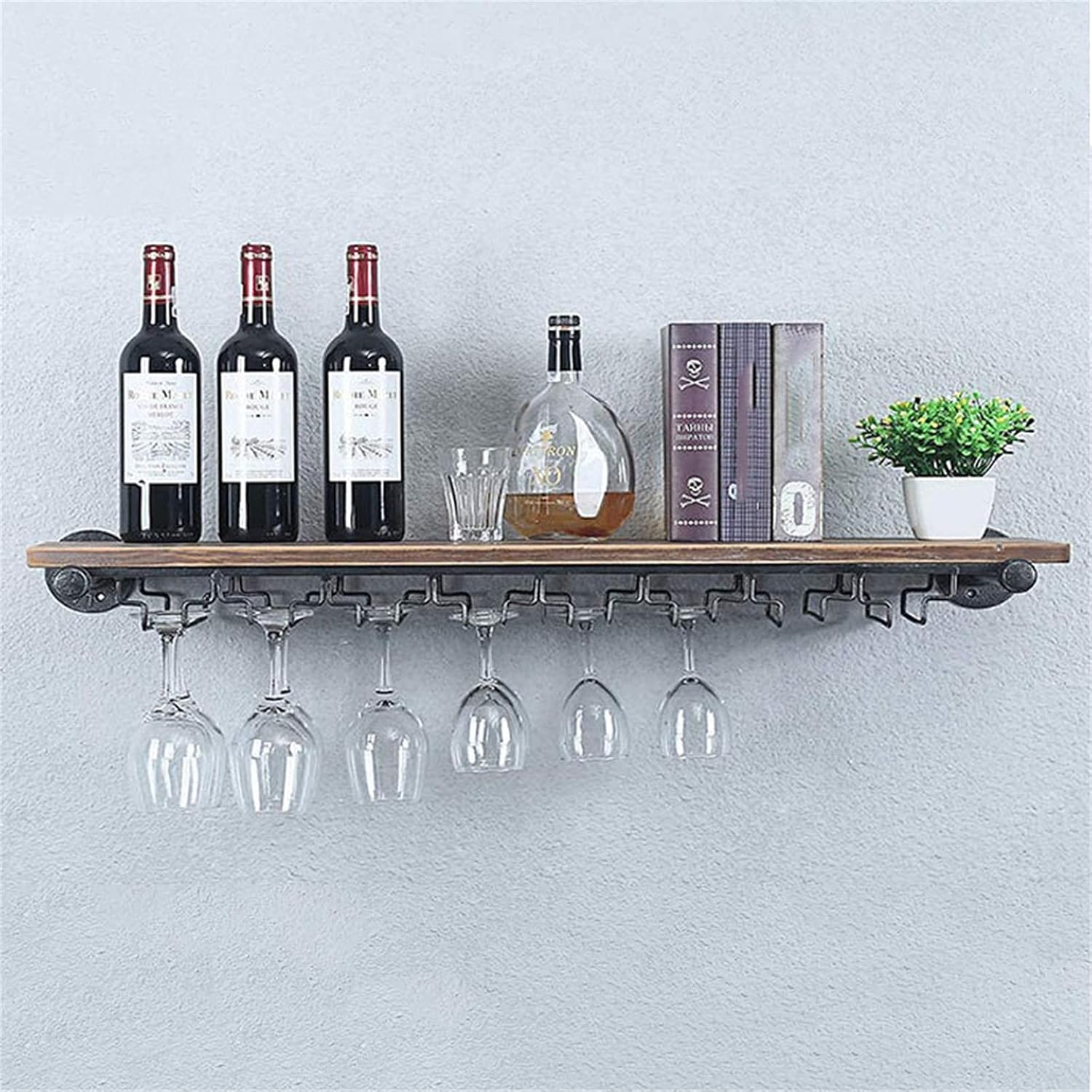CGF- Wall Mounted Wine Rack with 8 Glass Holders