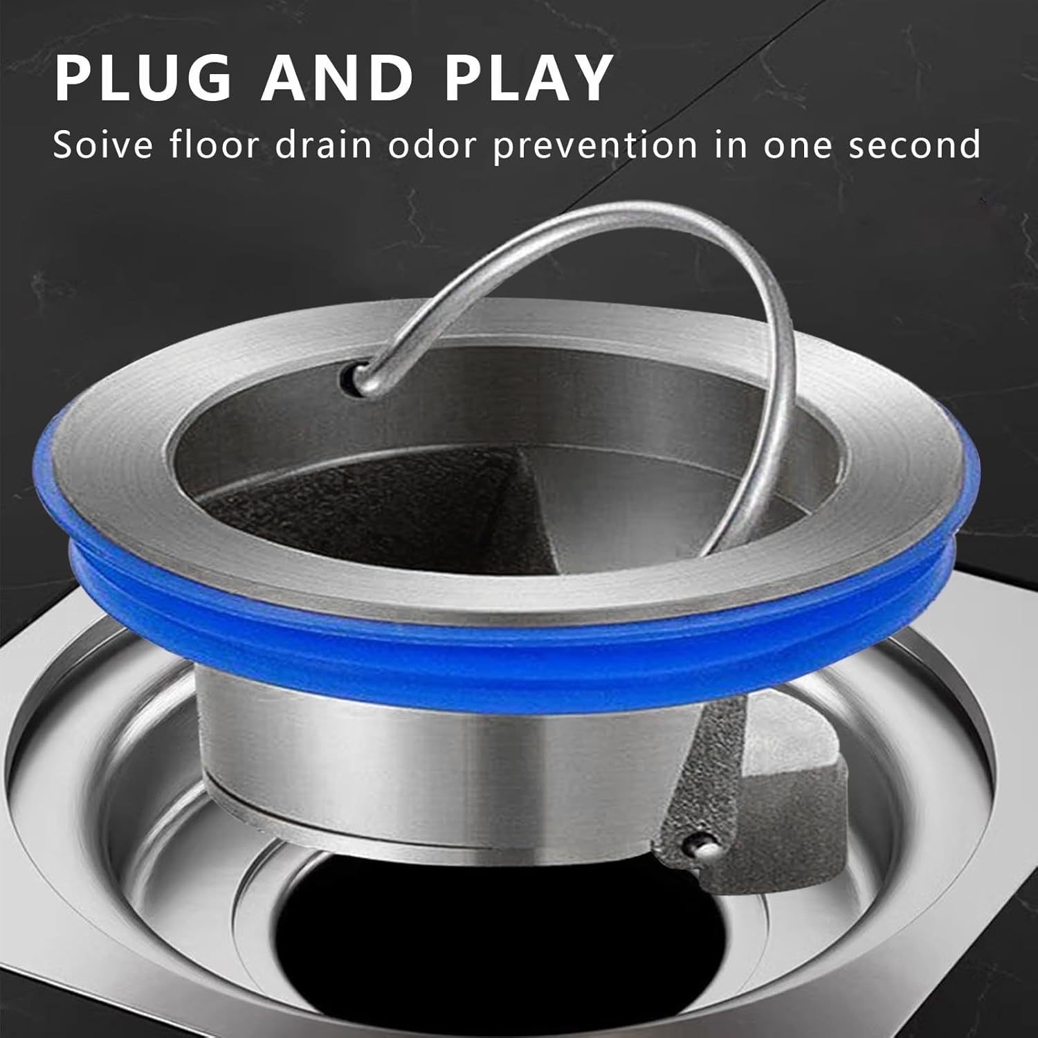 Lupdato Shower Floor Drain Backflow Preventer with Odor Control - Silver
