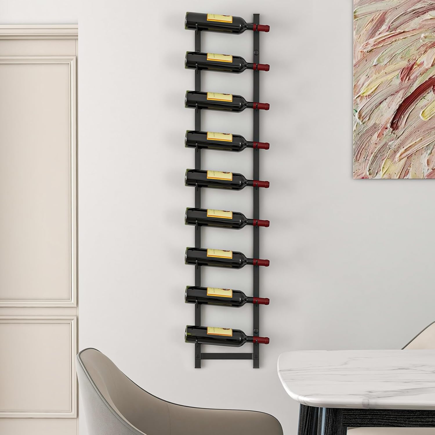 GOFLAME Wall-Mounted Wine Rack for 9 Bottles