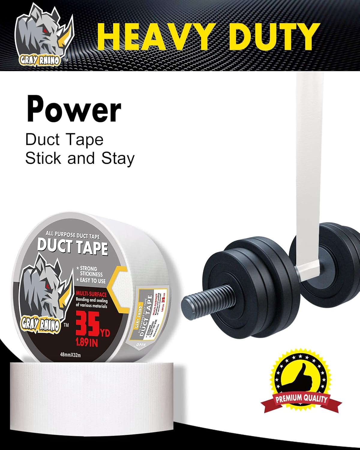 Heavy Duty Waterproof Duct Tape 188in 105ft Blackout Tearable