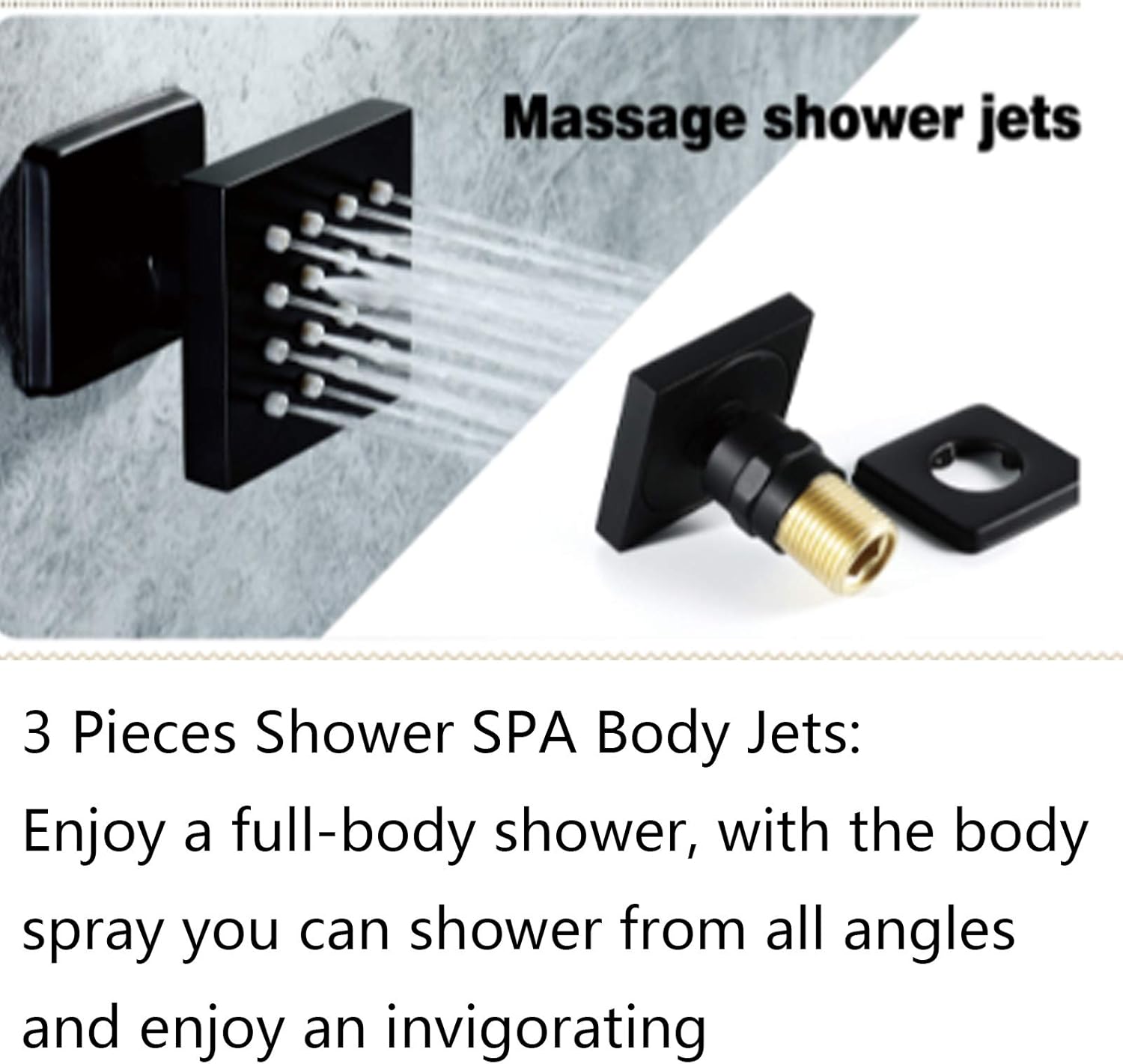 Rain Shower System with 10 Inch Square Head and Body Jets
