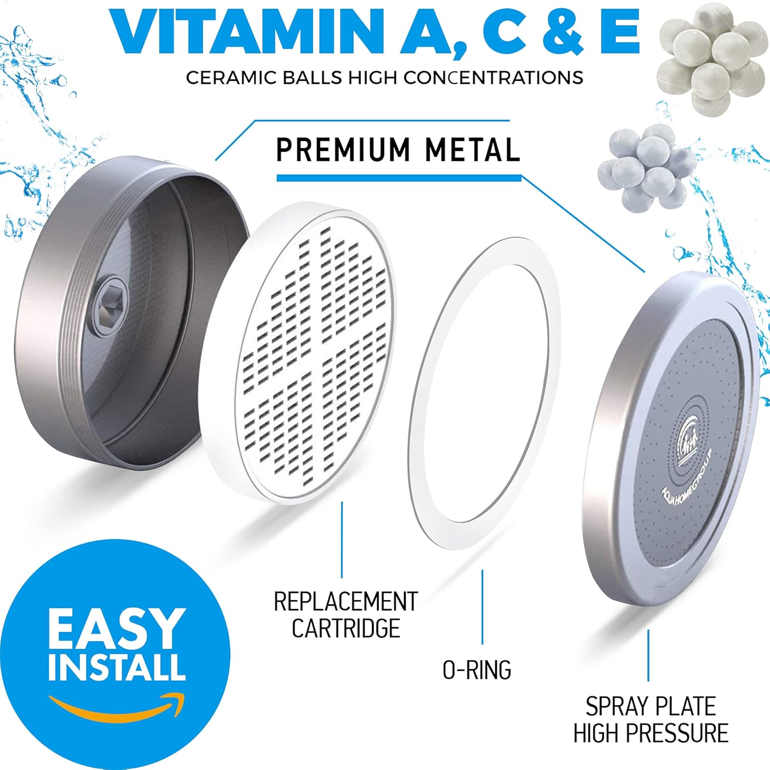 AquaHomeGroup Handheld Shower Head with Filter