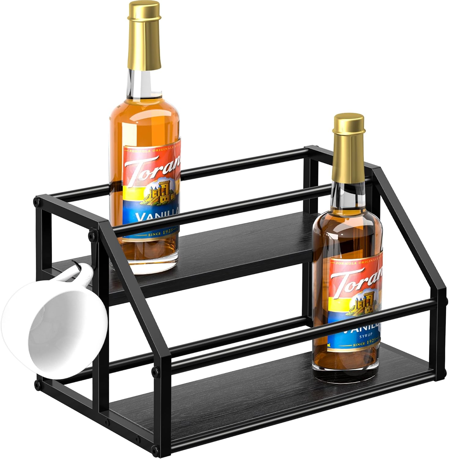Homedawn Coffee Syrup 2-Tier Rack Organizer Black