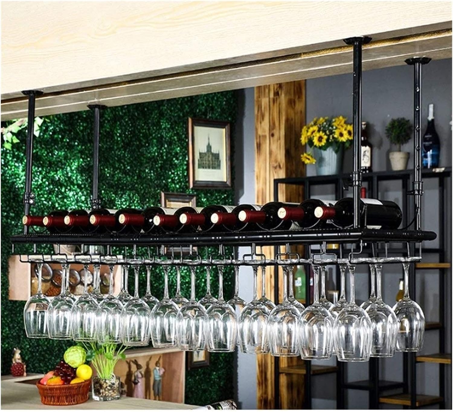 ALDEPO Adjustable Height Wine Rack - Black 60x35cm