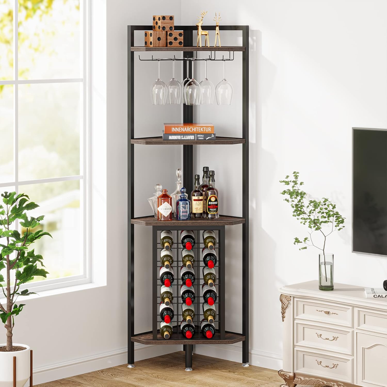 Tribesigns 4 Tier Industrial Corner Wine Rack