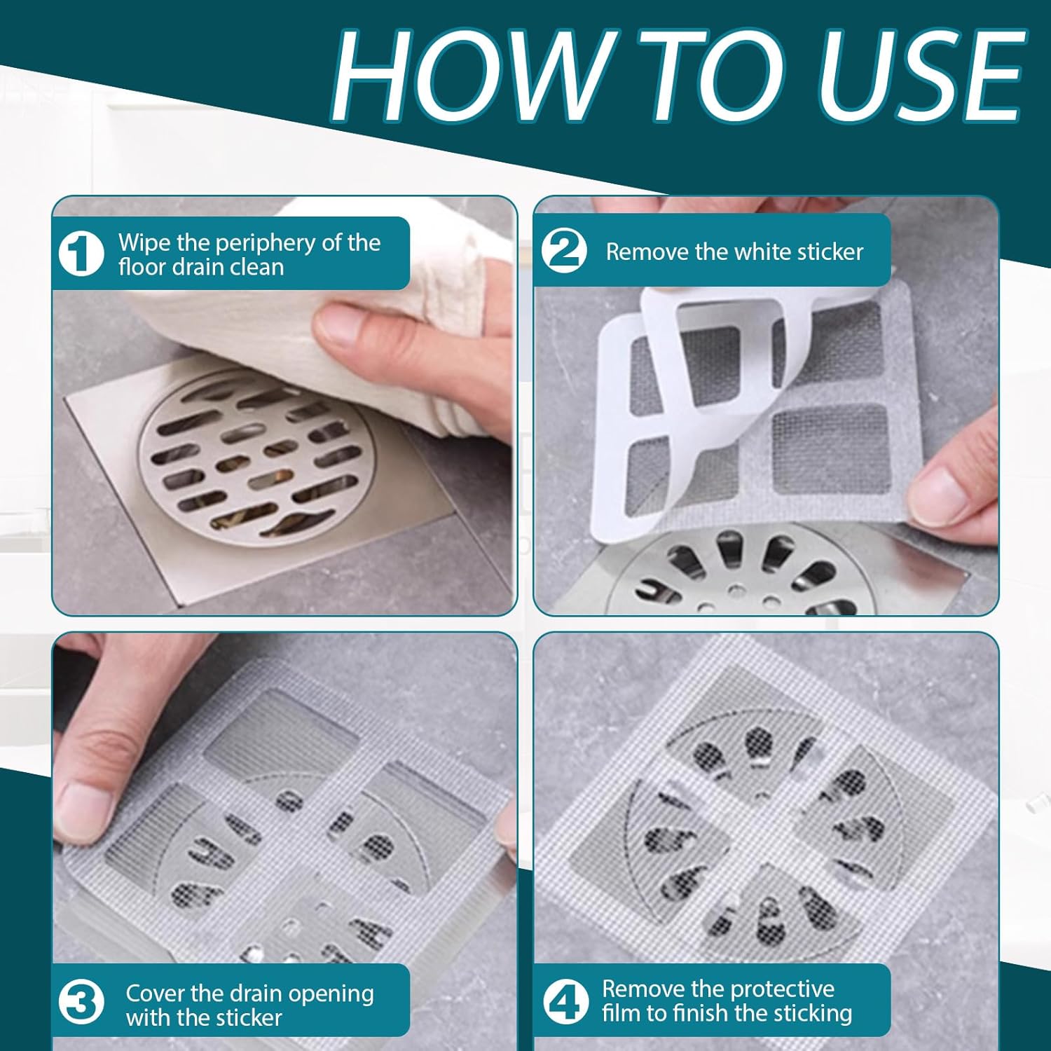 Quxddy 100pcs 4 Inch Square Drain Cover for Hair and Debris
