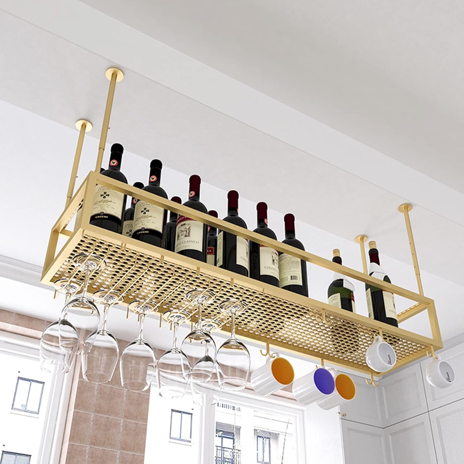 Pimex Wall-Mounted Wine Rack with Adjustable Shelf