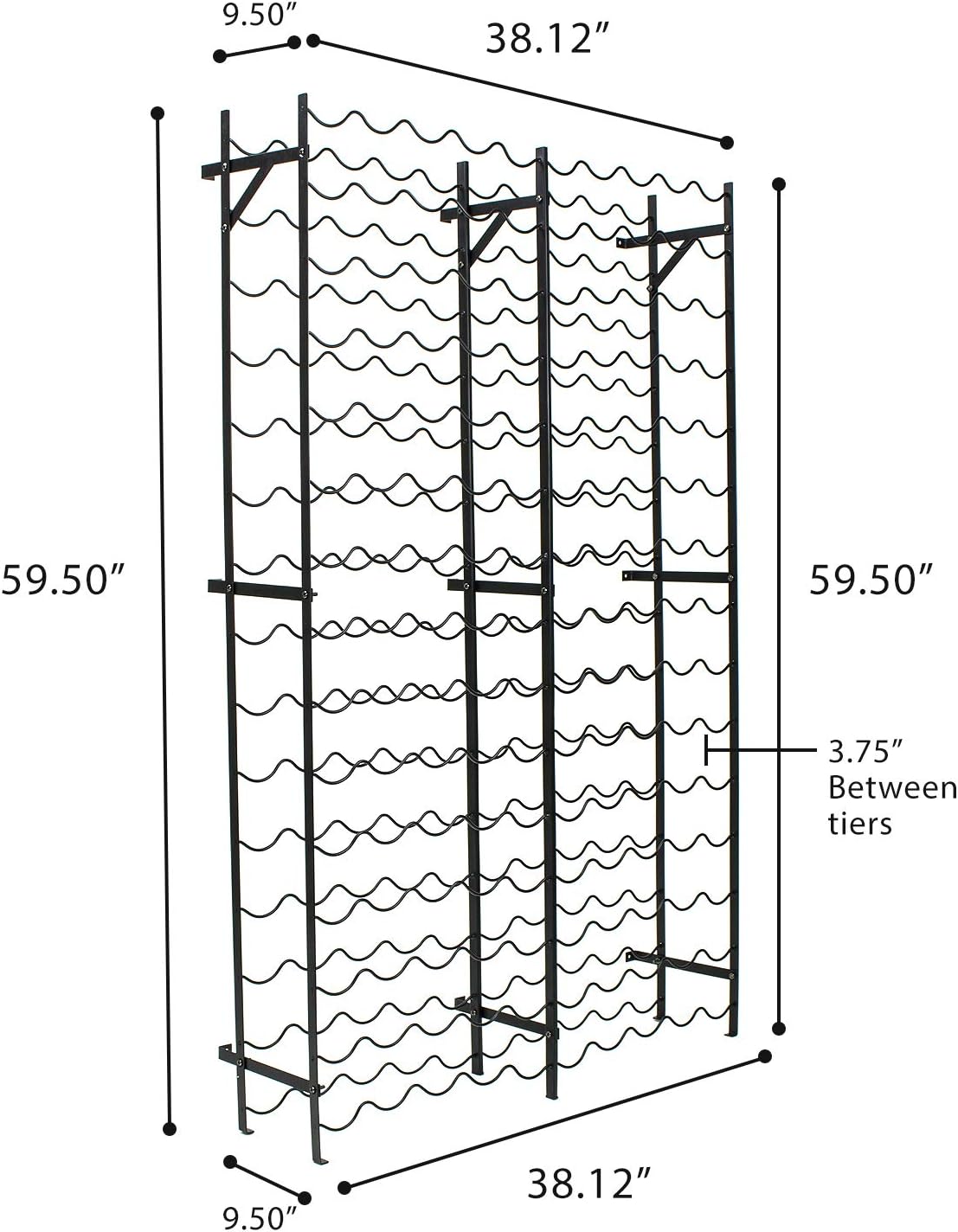 Sorbus 15-Tier Freestanding Wine Rack - 150 Bottle Capacity 1
