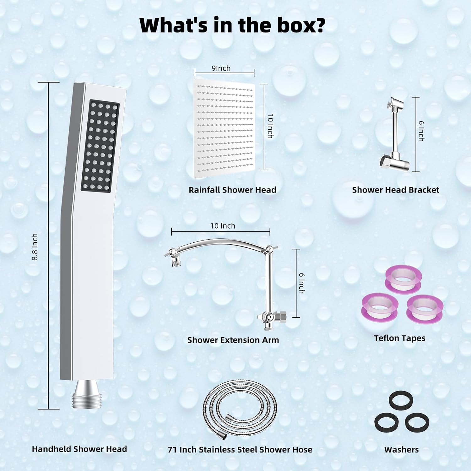 Hibbent All Metal Rainfall Handheld Shower Combo 1
