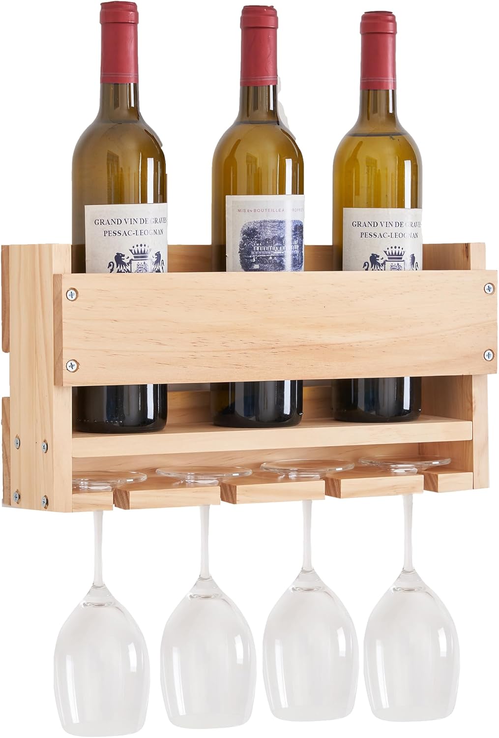 Stylish Wall-Mounted Wine Rack with Cup Holder