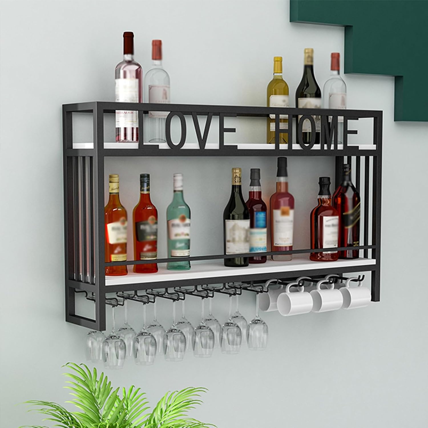 Wall Mounted Wine Rack - Black 100cm394in