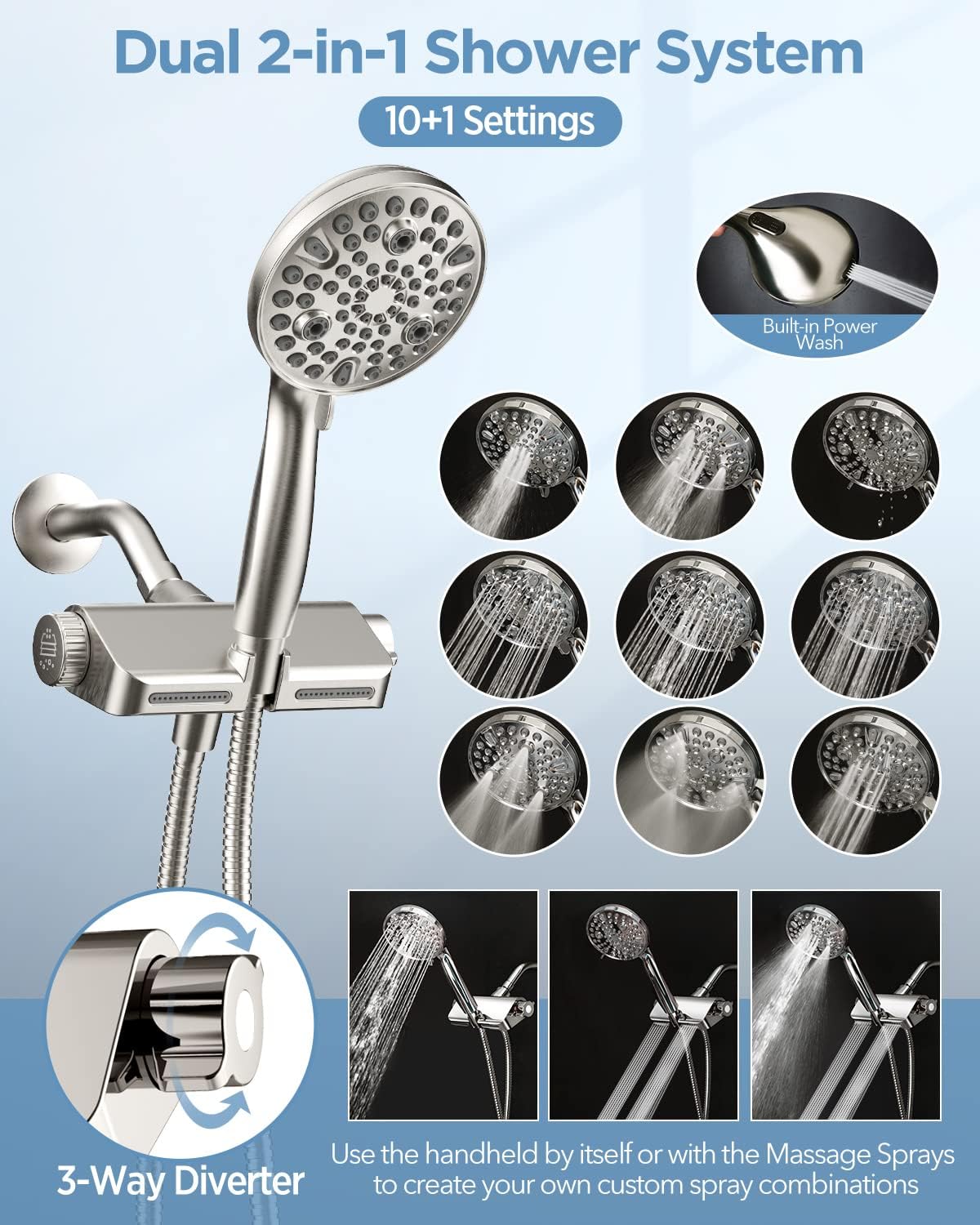 MakeFit 2-in-1 Dual Shower Head with Massage and Handheld