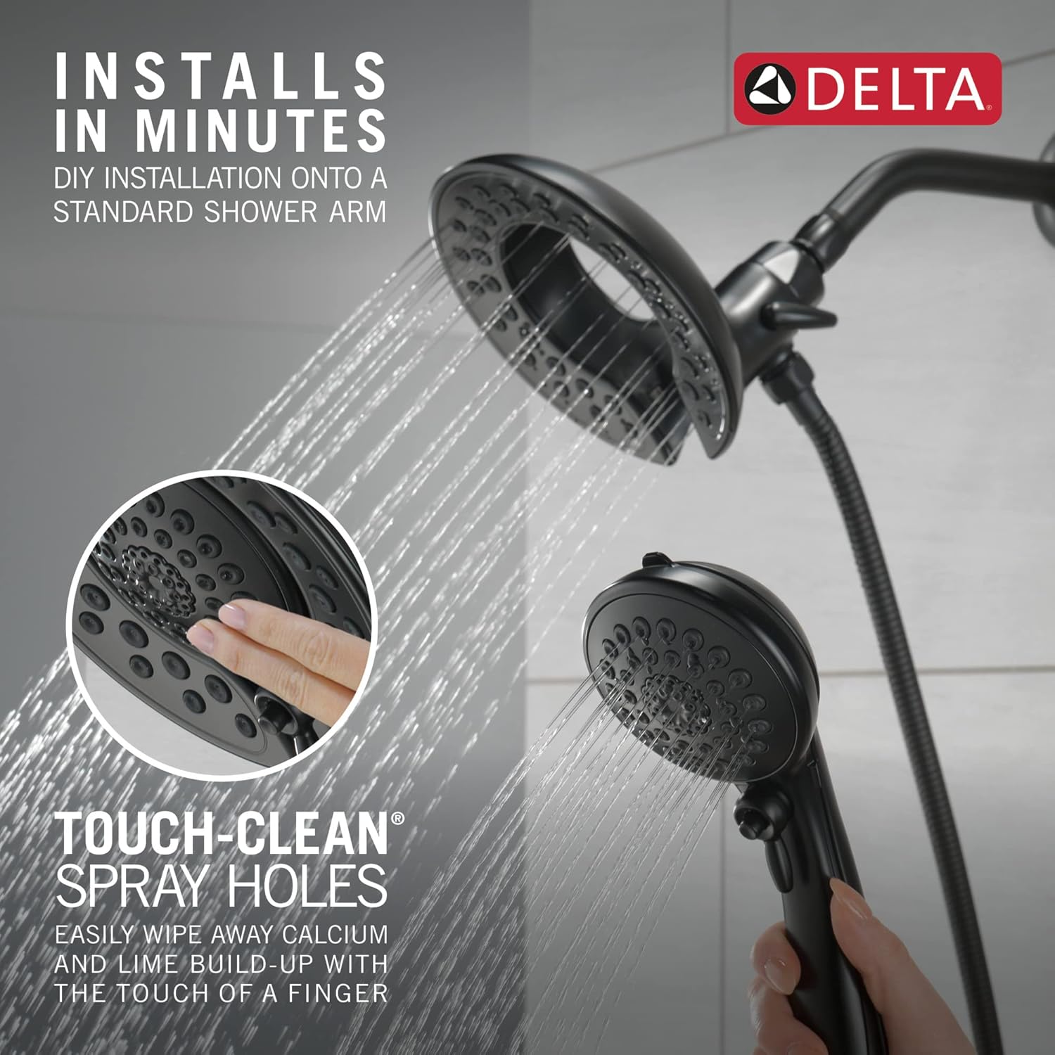 Delta In2ition 2-in-1 Dual Shower Head with Handheld Matte Black