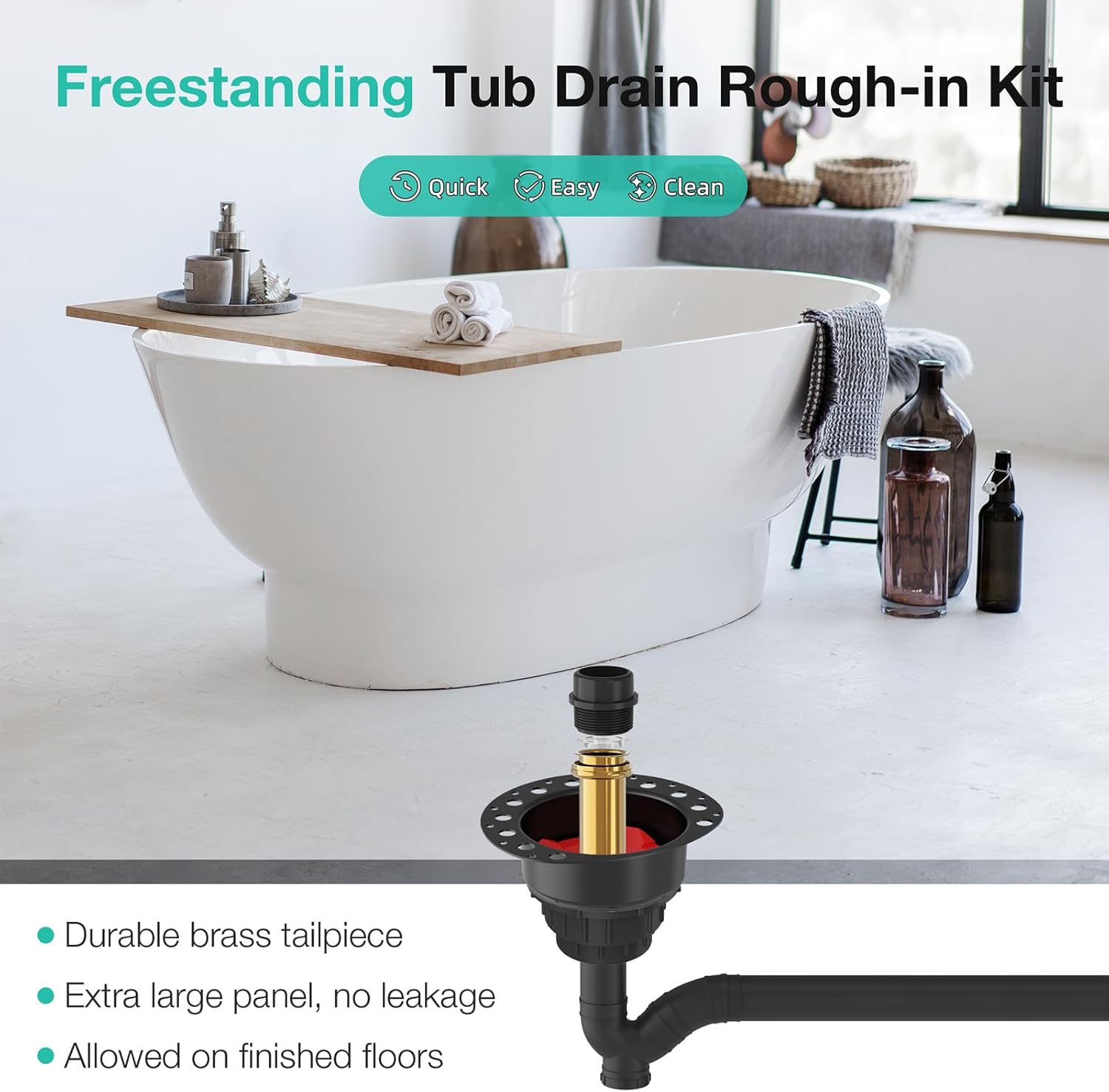 ABS Island Tub Drain Rough-in Kit with Dust Cover