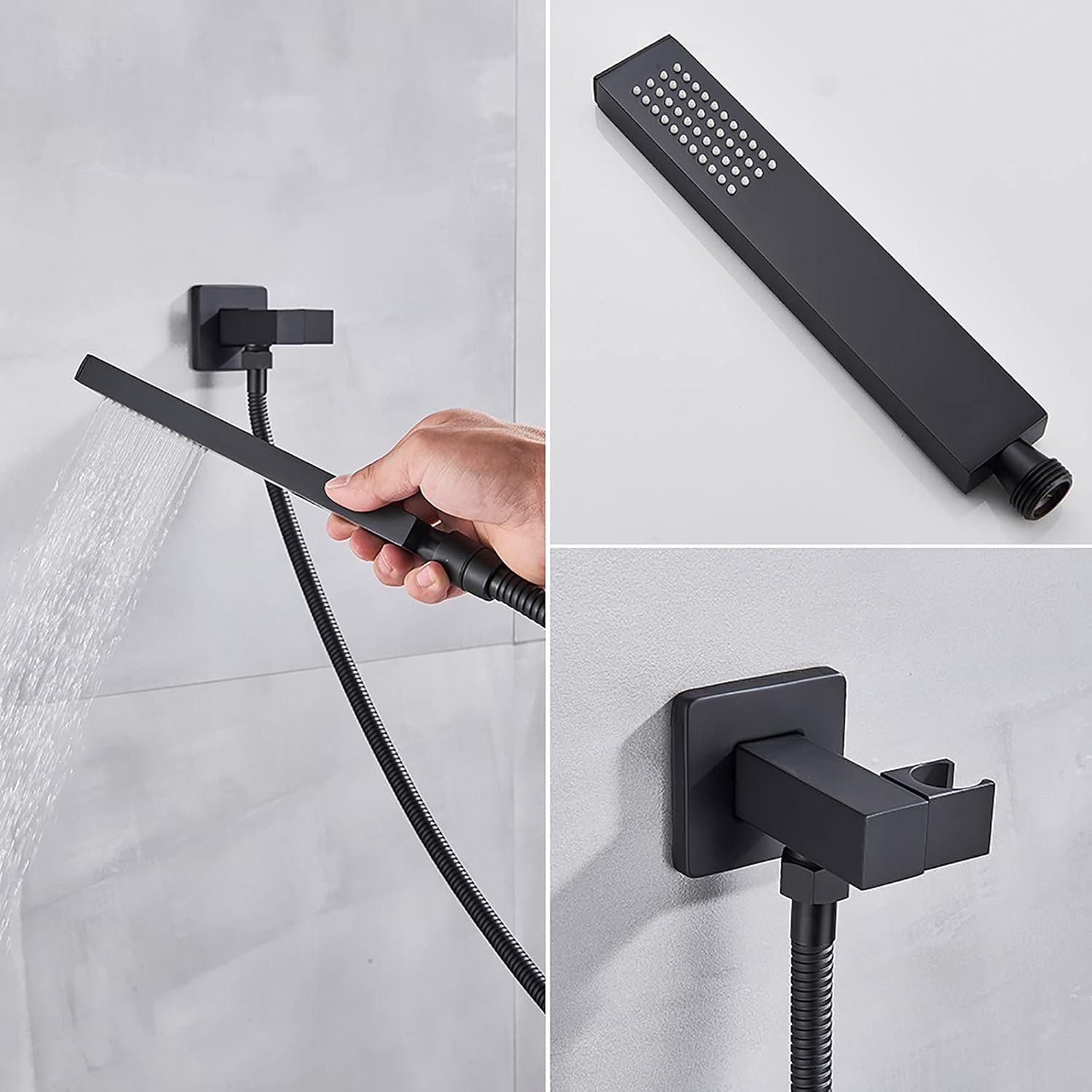LED Shower Head Set with Waterfall Tub Spout and Handheld Shower