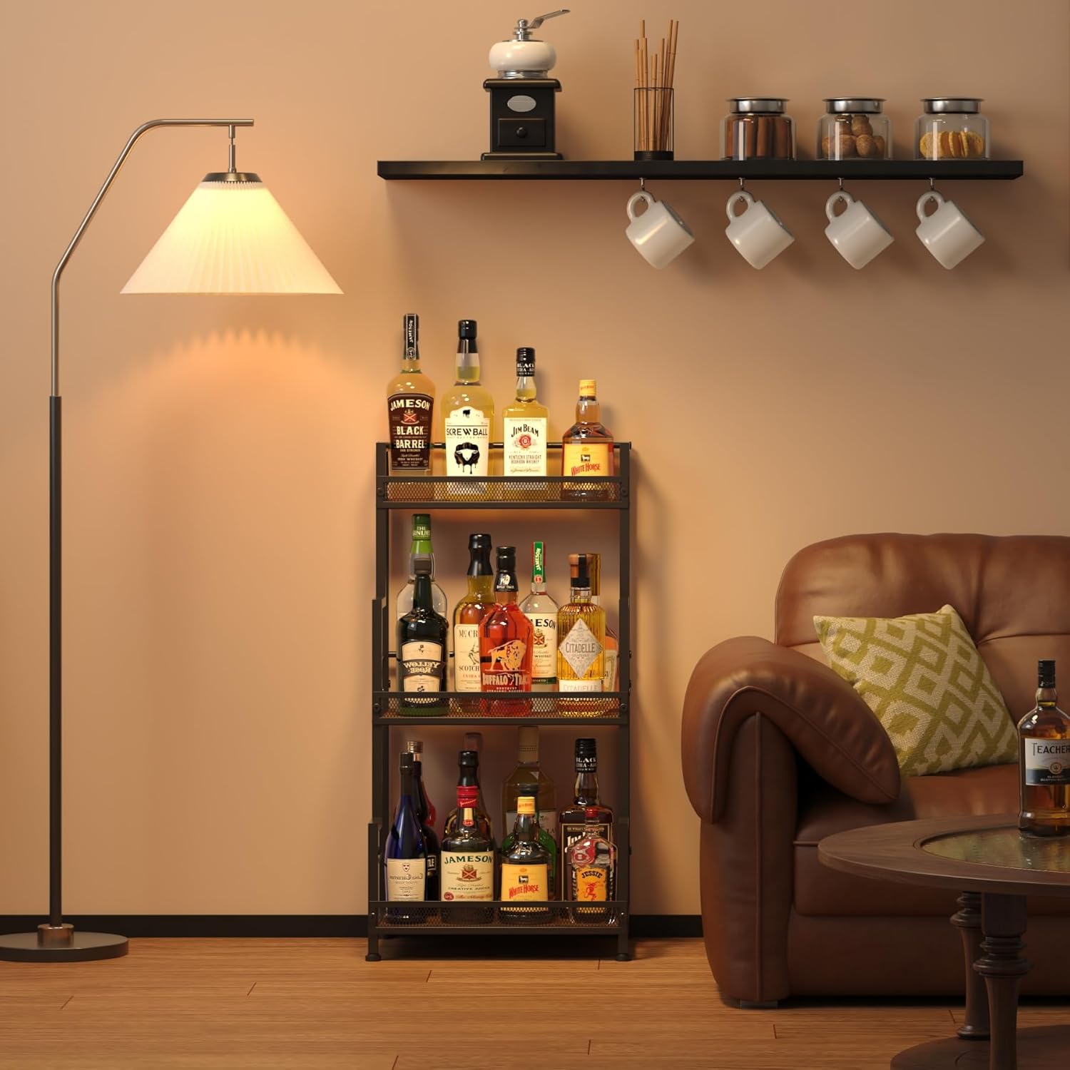 Bliesosfud 3 Tier Liquor Display Stand for Home Bar