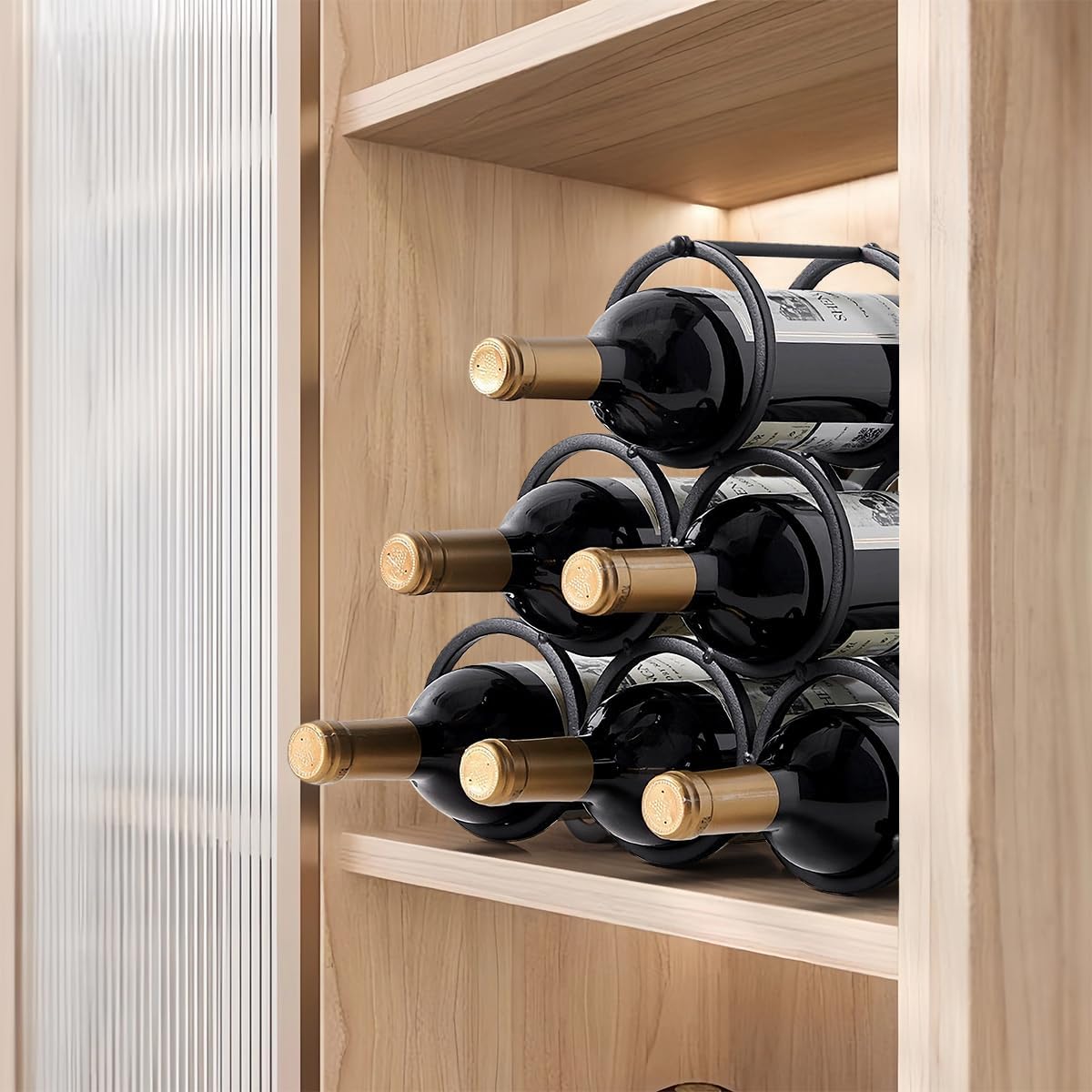 GeLive Triangle Wine Rack 6 Bottles Freestanding
