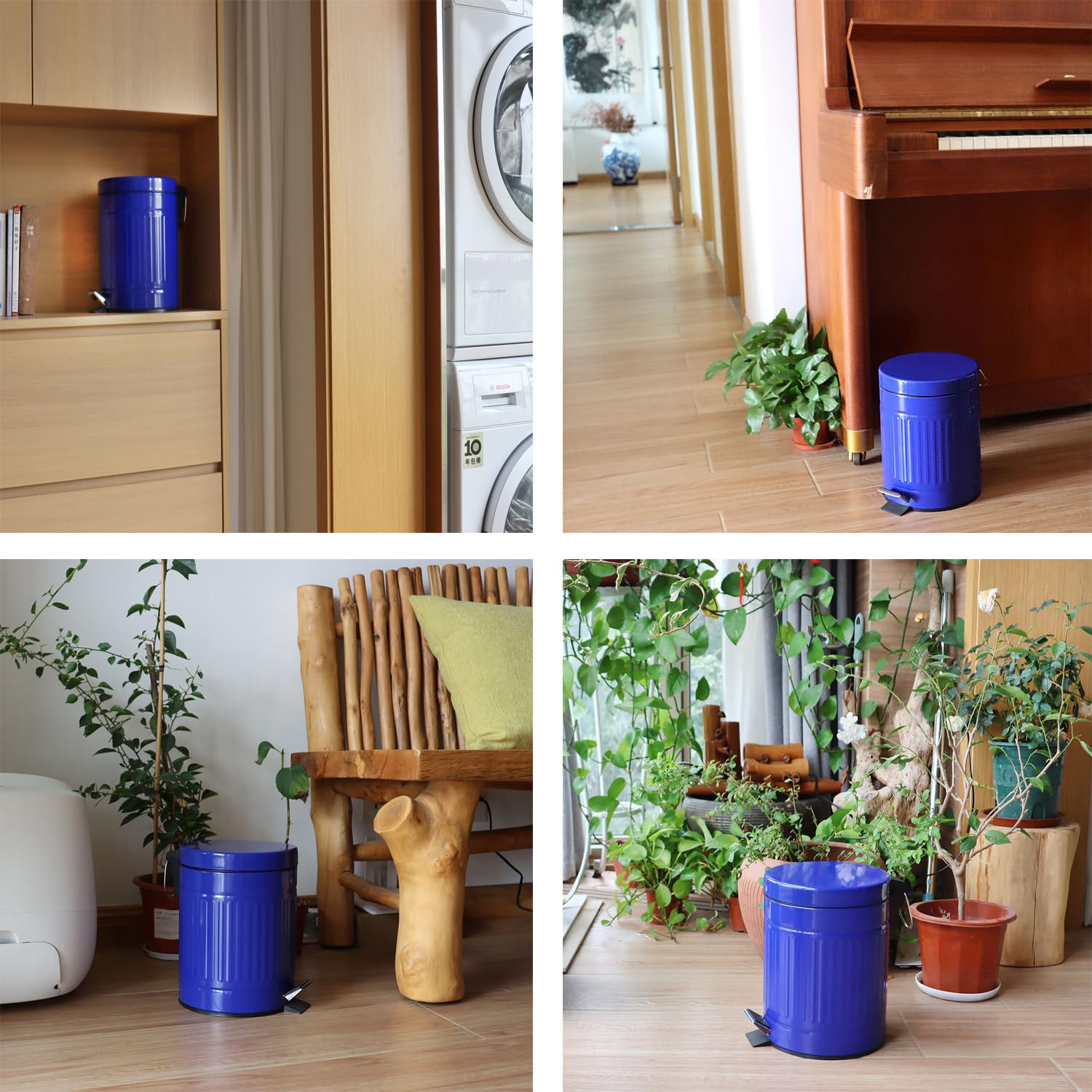 5L Round Step Pet Trash with Lid Mini Metal Pedal Bin