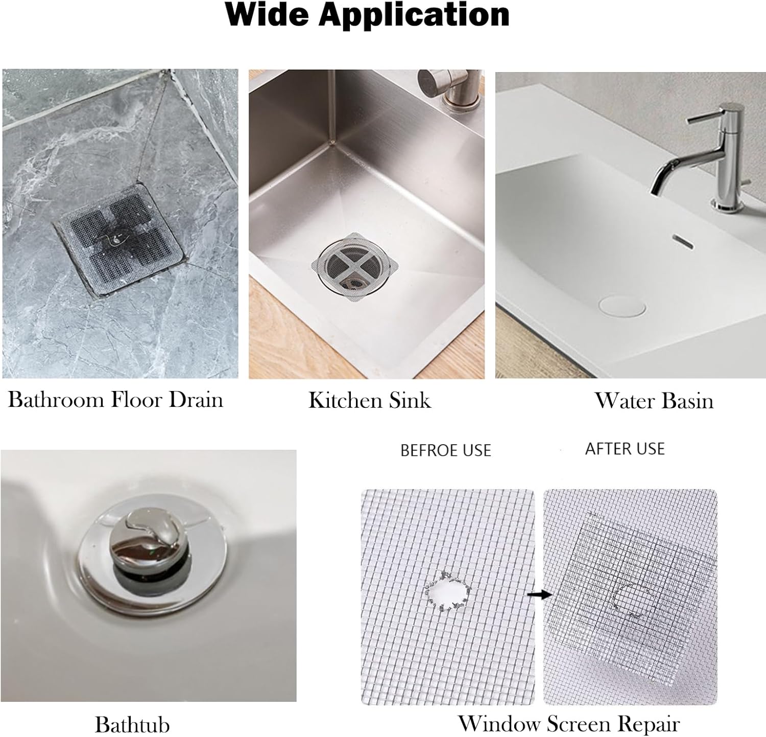 BOYYOEE 4 x 4 Drain Hair Catcher 30 PCS Pack