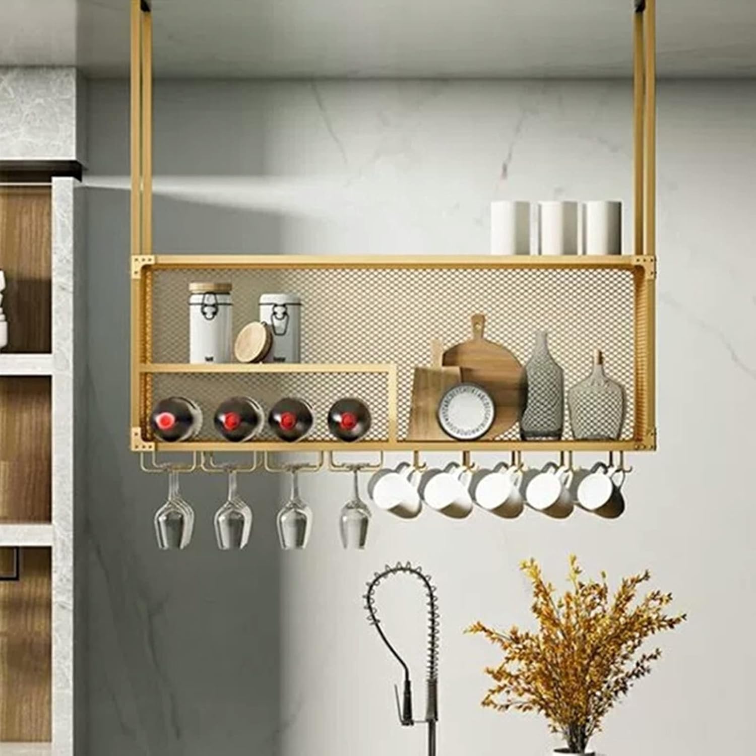 ZJDYDY Floating Ceiling Wine Rack Wall Mounted