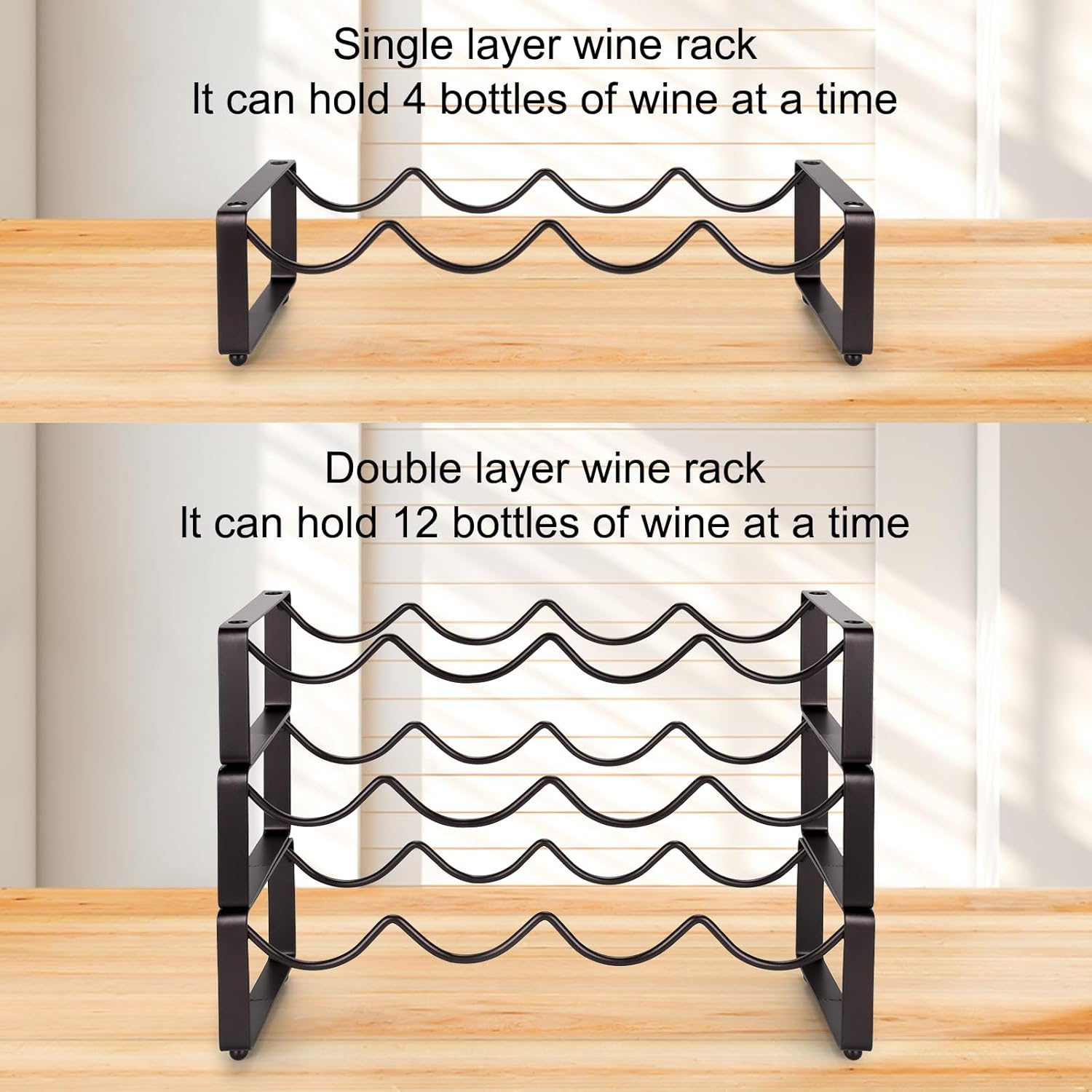 Carperipher 3 Tier Metal Wine Rack with 12 Bottles Capacity