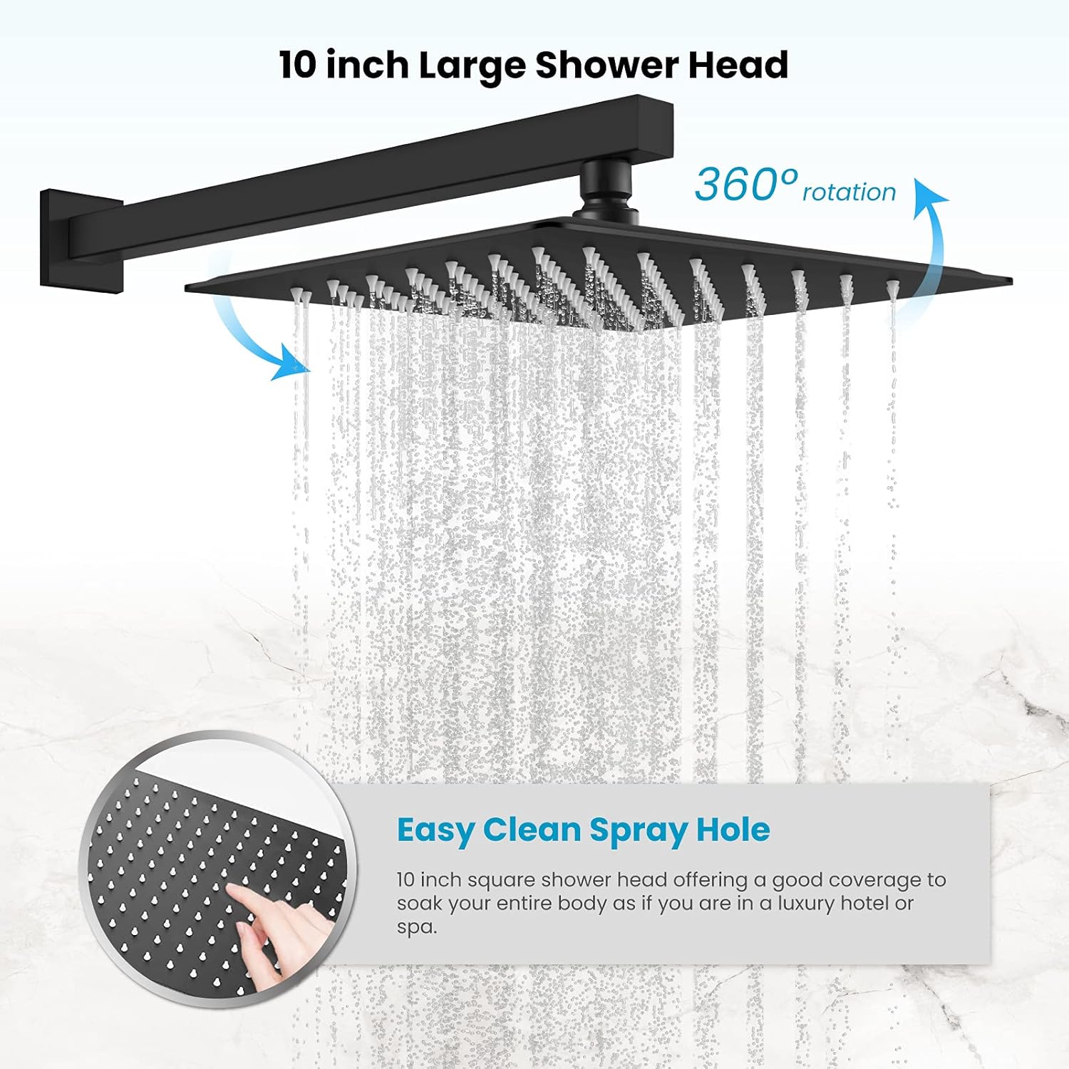 Gotonovo 10 Inch Rain Shower Faucet System with Matte Black Finish