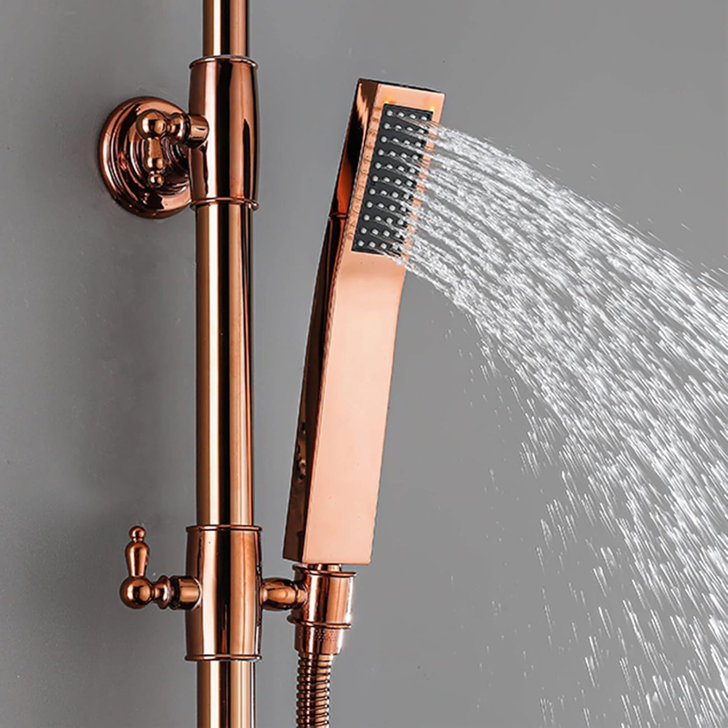 Rose Gold Exposed Shower Faucet Set with Handheld and Bidet Sprayer