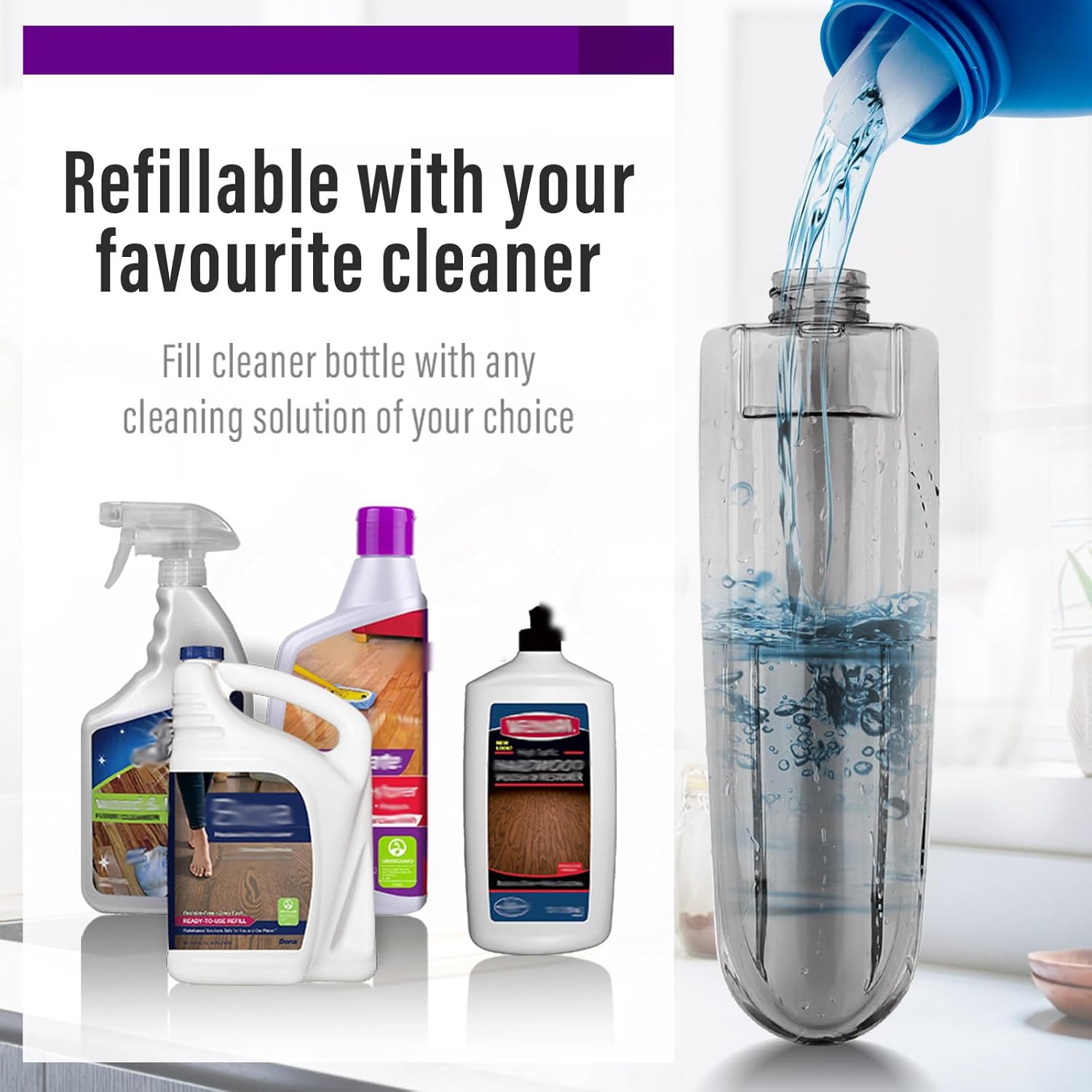 Panda Grip Spray Mop with Refillable Bottle and Microfiber Pads