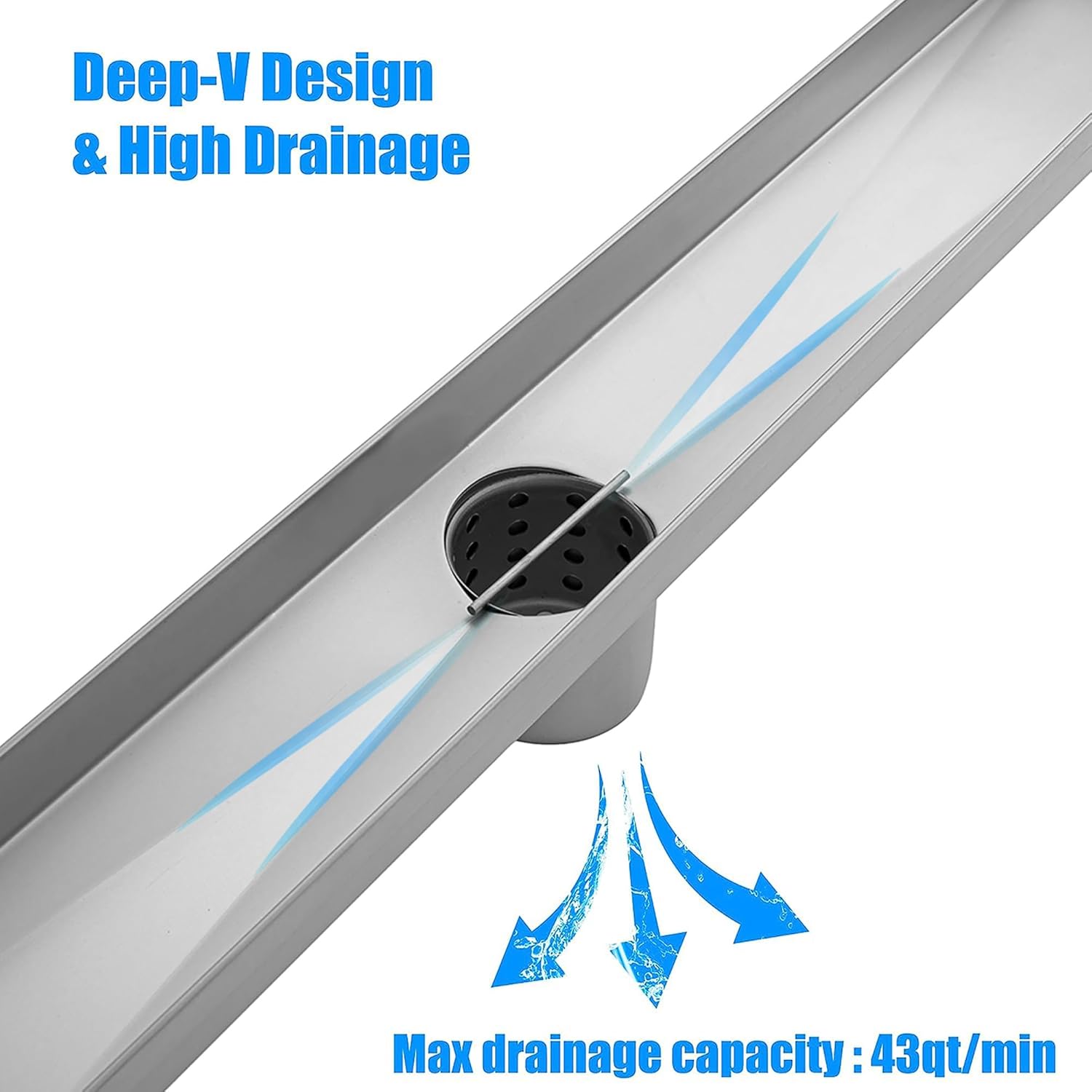 48 Inch Linear Shower Drain with Removable Panel
