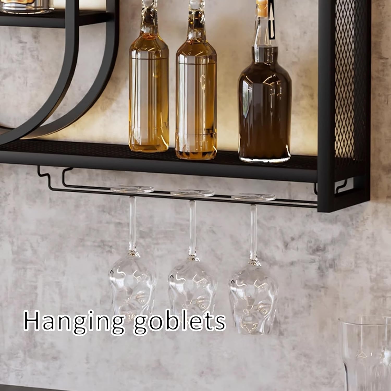 JIAOCKJIAO Wall Wine Rack with 3 Tiers Large Capacity Industrial Style Black 393in