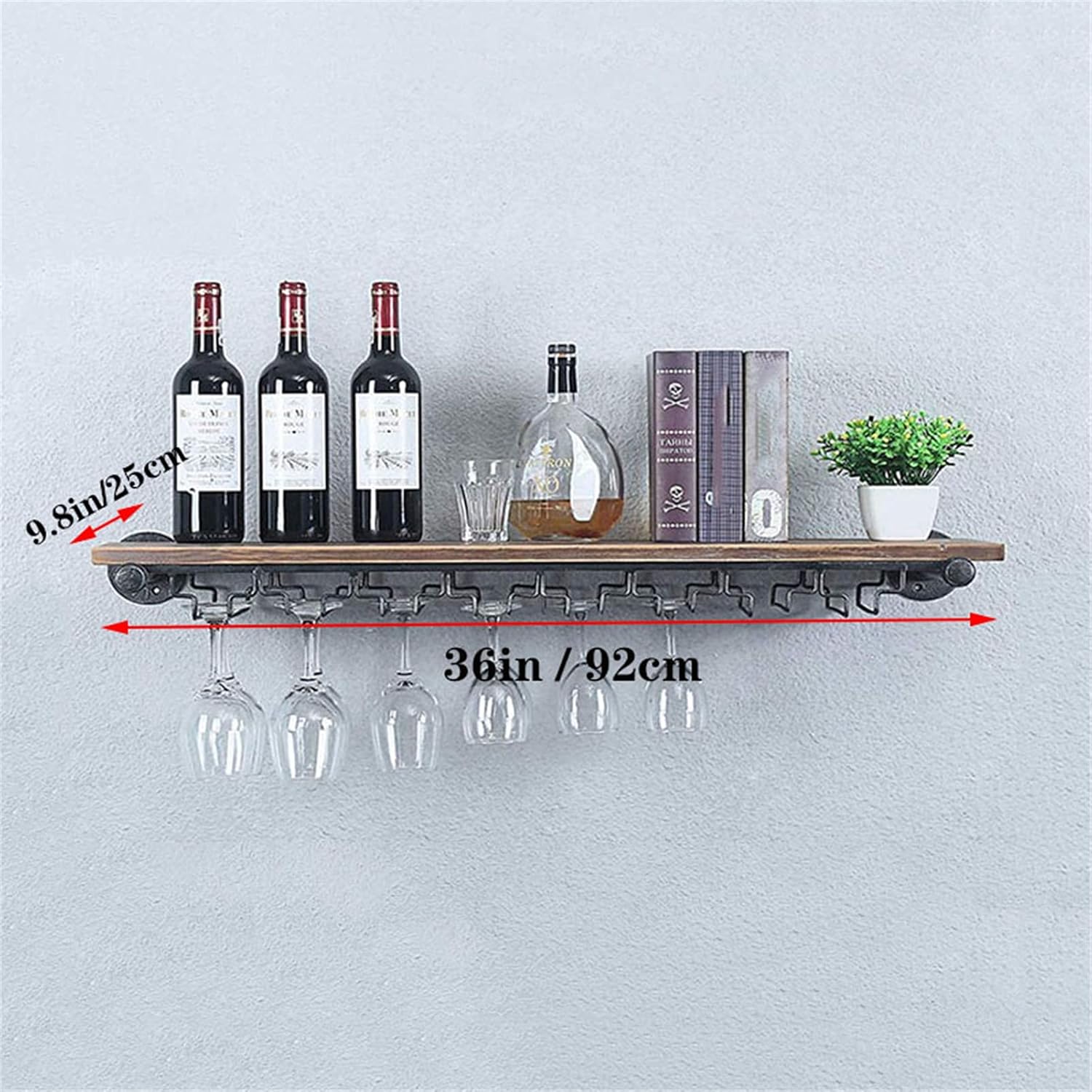 CGF- Wall Mounted Wine Rack with 8 Glass Holders