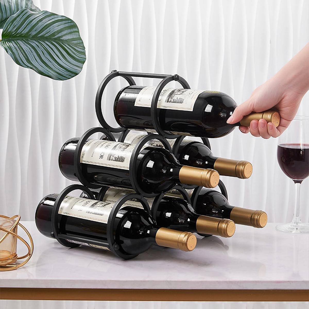 GeLive Triangle Wine Rack 6 Bottles Freestanding