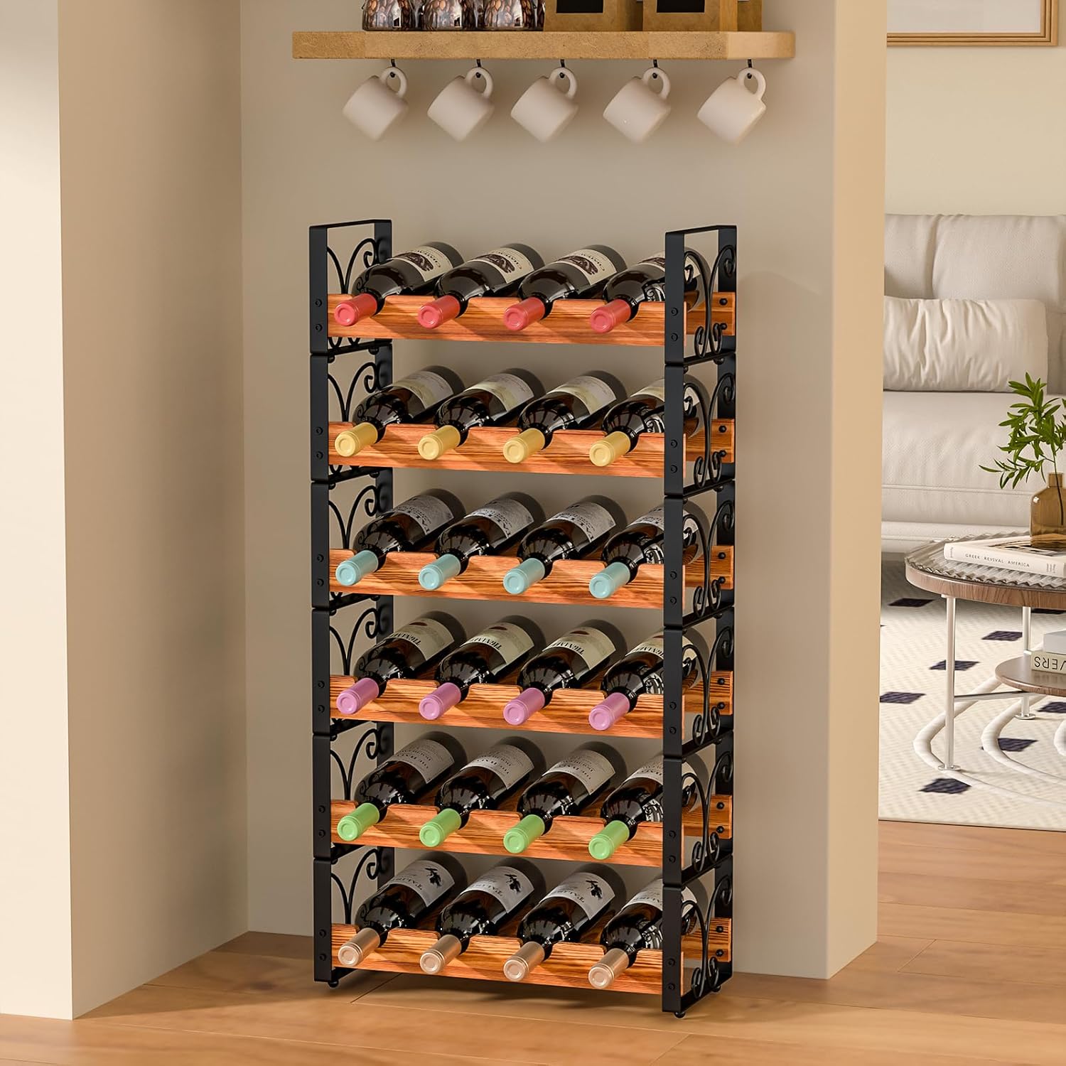 X-cosrack 6-Tier Freestanding Wine Rack with 24 Bottle Capacity