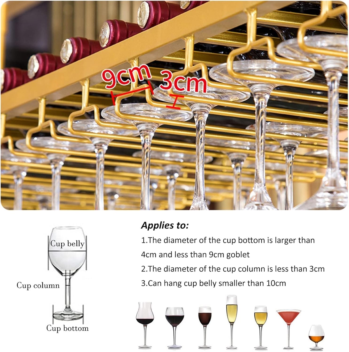 Pimex Wall-Mounted Wine Rack with Goblet Organizer