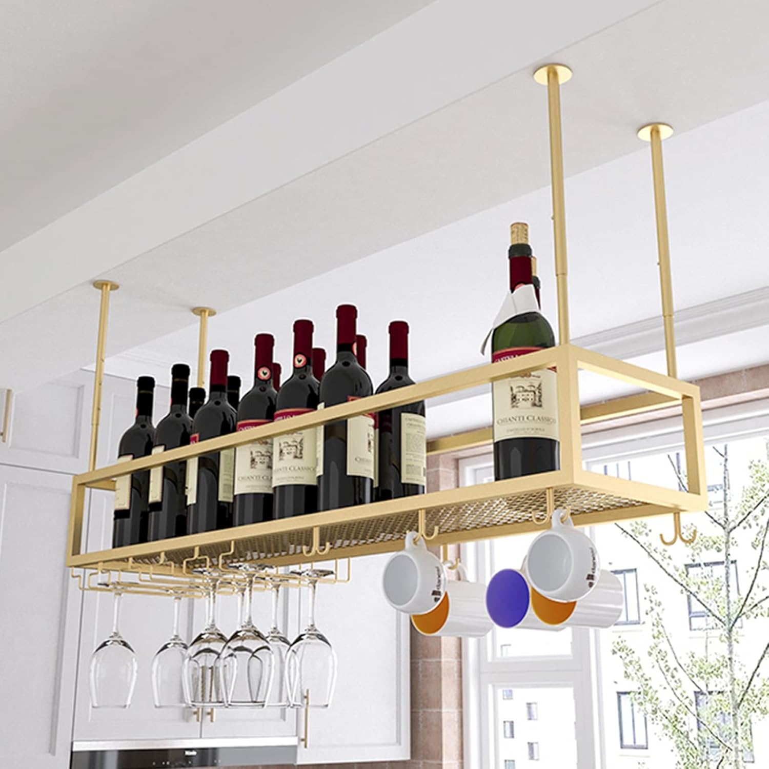 Pimex Wall-Mounted Wine Rack with Adjustable Shelf