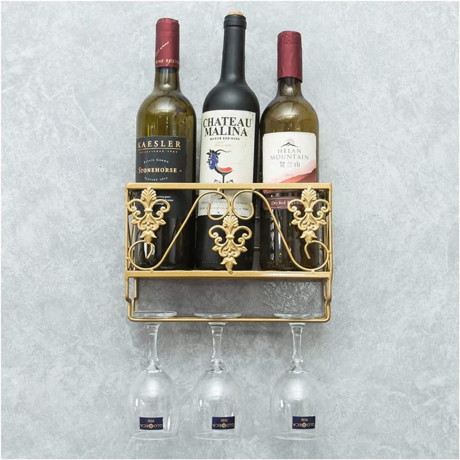 ALDEPO Wall-Mounted Wine Rack with Glass Holder 1