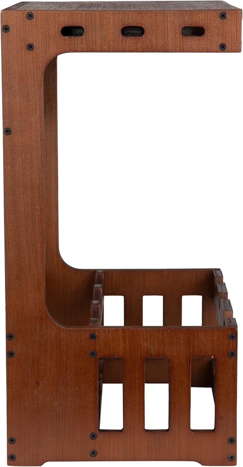 Mind Reader Wall-Mounted Wine Rack with Glasses 6-Bottle Capacity Brown