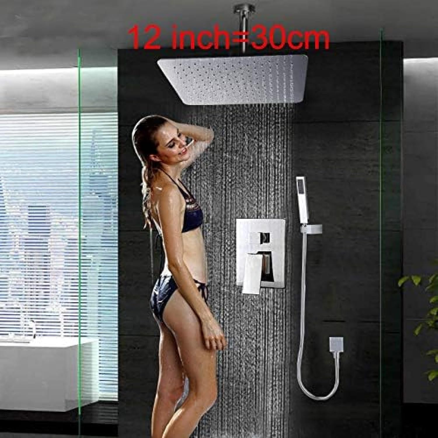 TECKI 12 Inch Square Rainfall Shower Mixer Tap Set