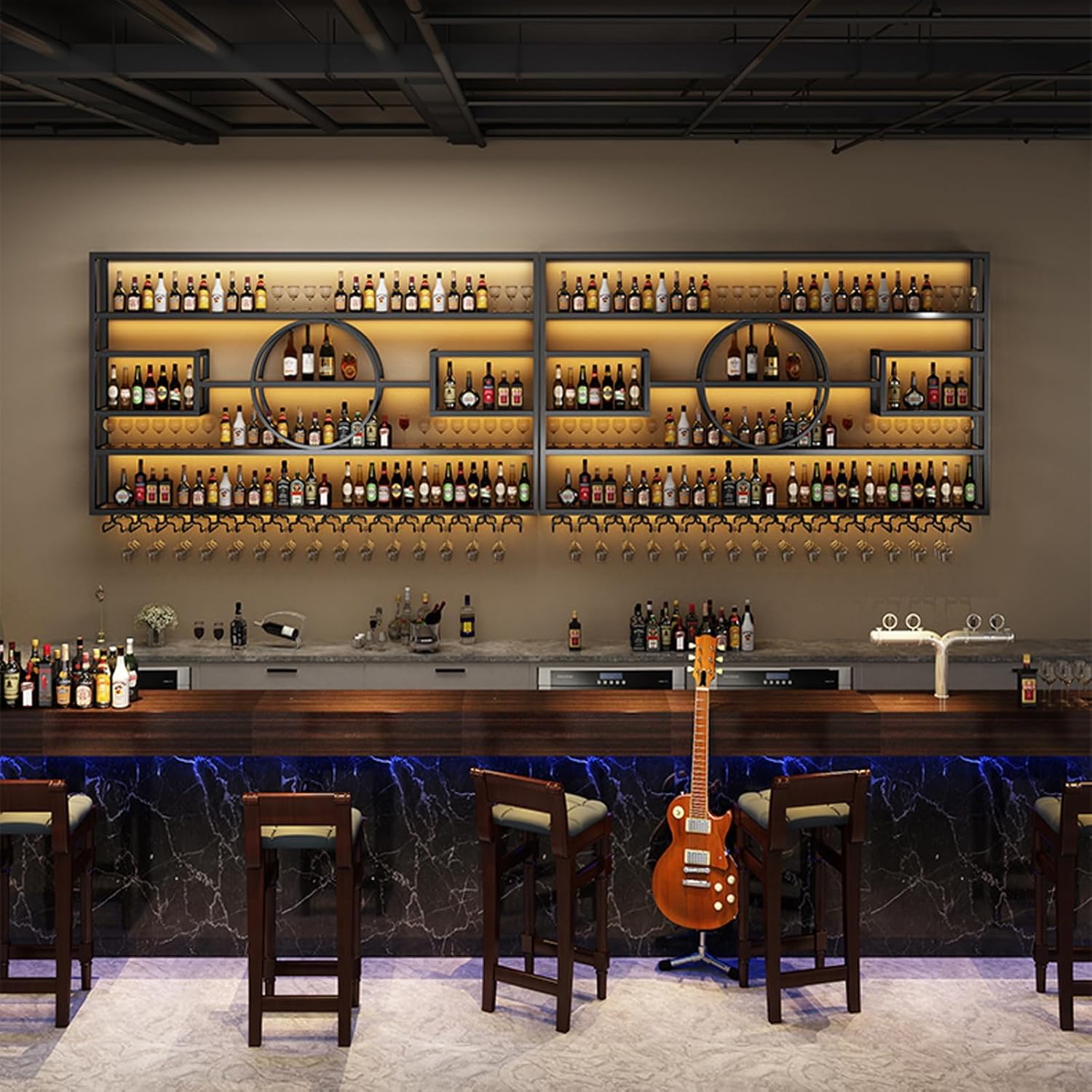 63 In Wall Mounted Wine Rack with Storage