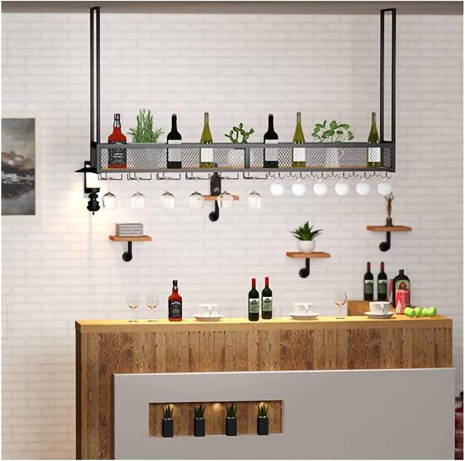 ZJDYDY Wall-Mounted Wine Rack with Glass Holder