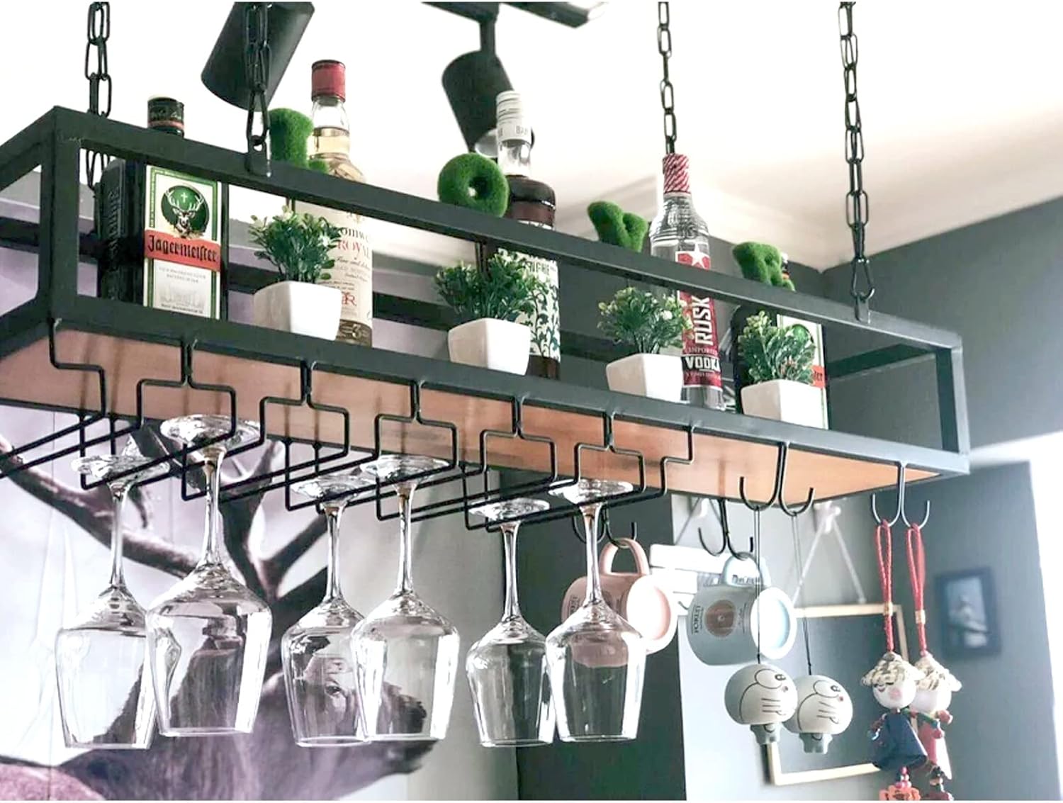 ZJDYDY Adjustable Wall-Mounted Wine Glass Rack
