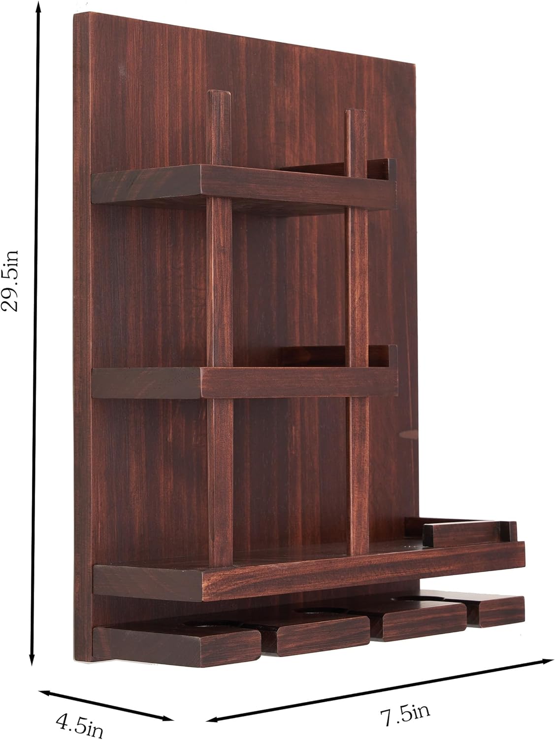 Stylish Wall-Mounted Wine Rack with 3 Cup Holders
