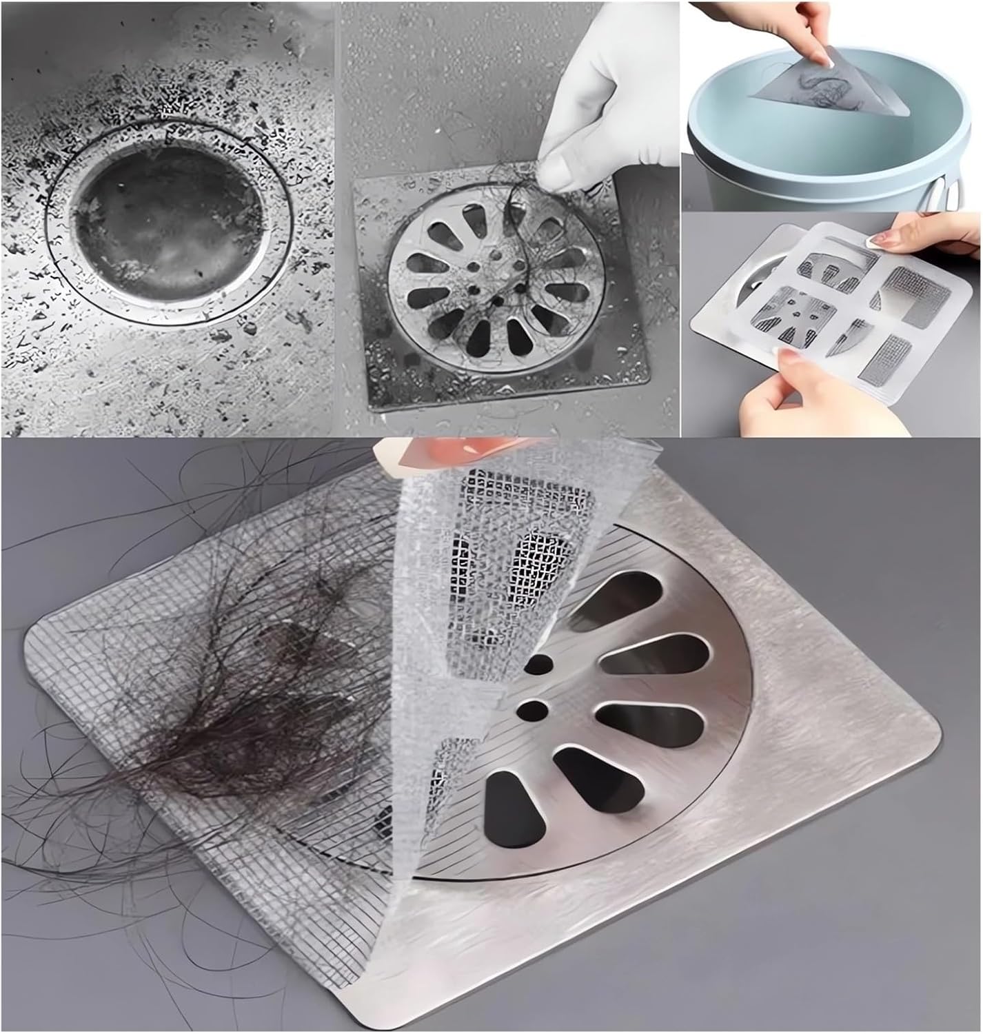 GYLCTOM Shower Hair Catcher Sticker - 100PC Disposable Drain Cover