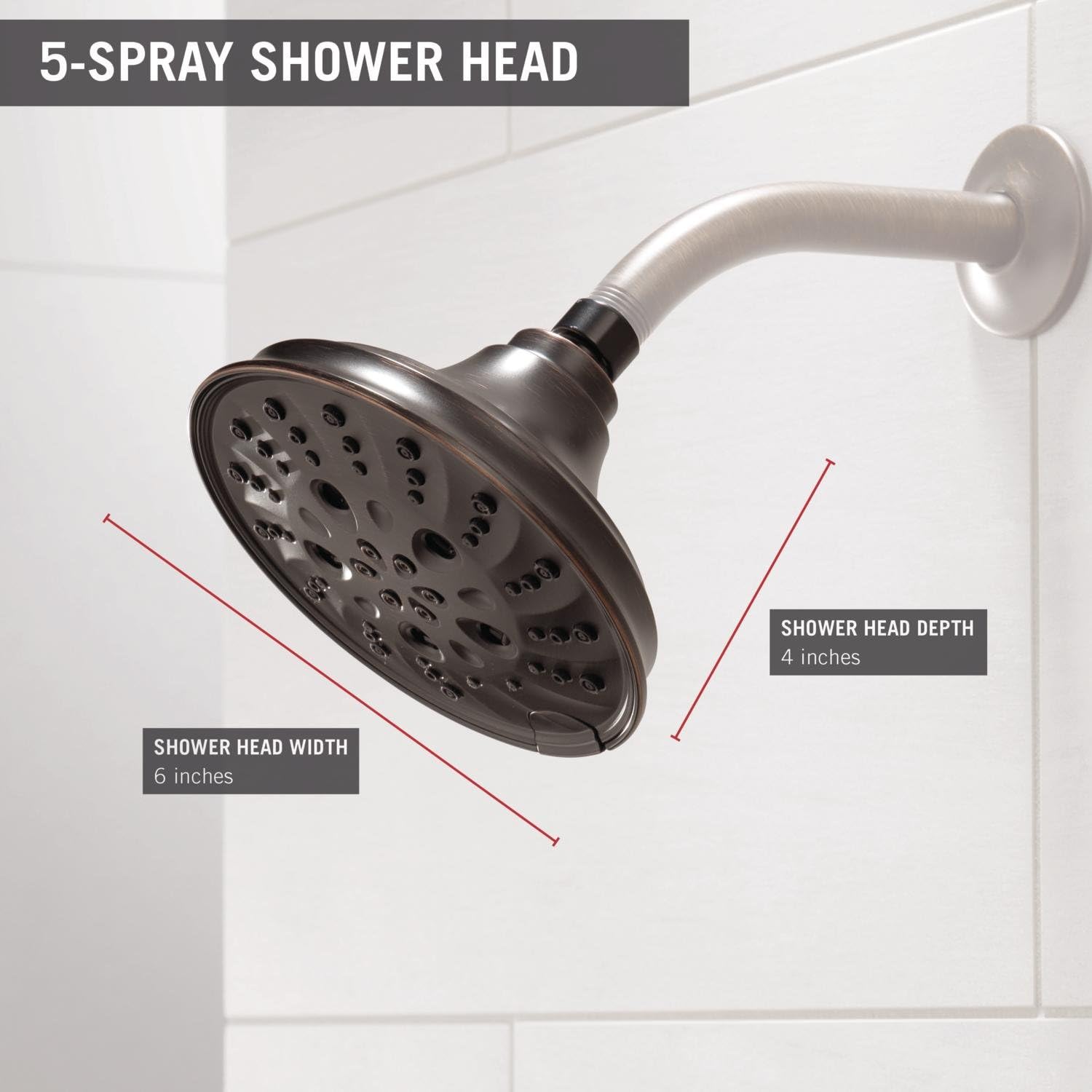 Delta Faucet 52669-RB H2Okinetic 5-Setting Raincan Shower Head in Venetian Bronze