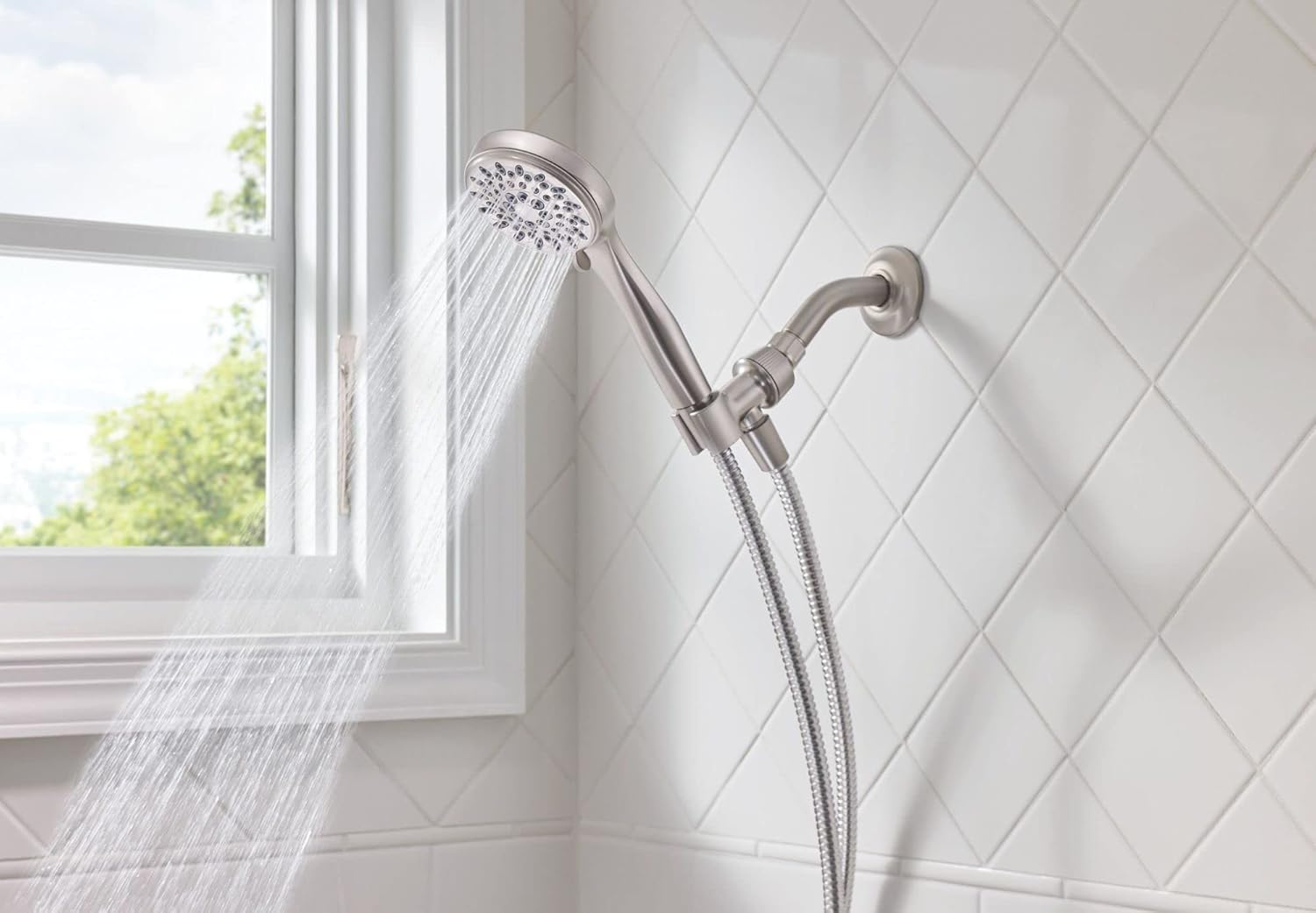 Moen 20091SRN 5-Setting Hand Held Brushed Nickel Spot Resist Shower Head