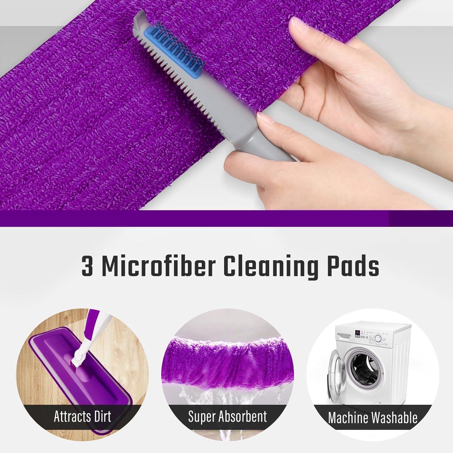 Panda Grip Spray Mop with Refillable Bottle and Microfiber Pads