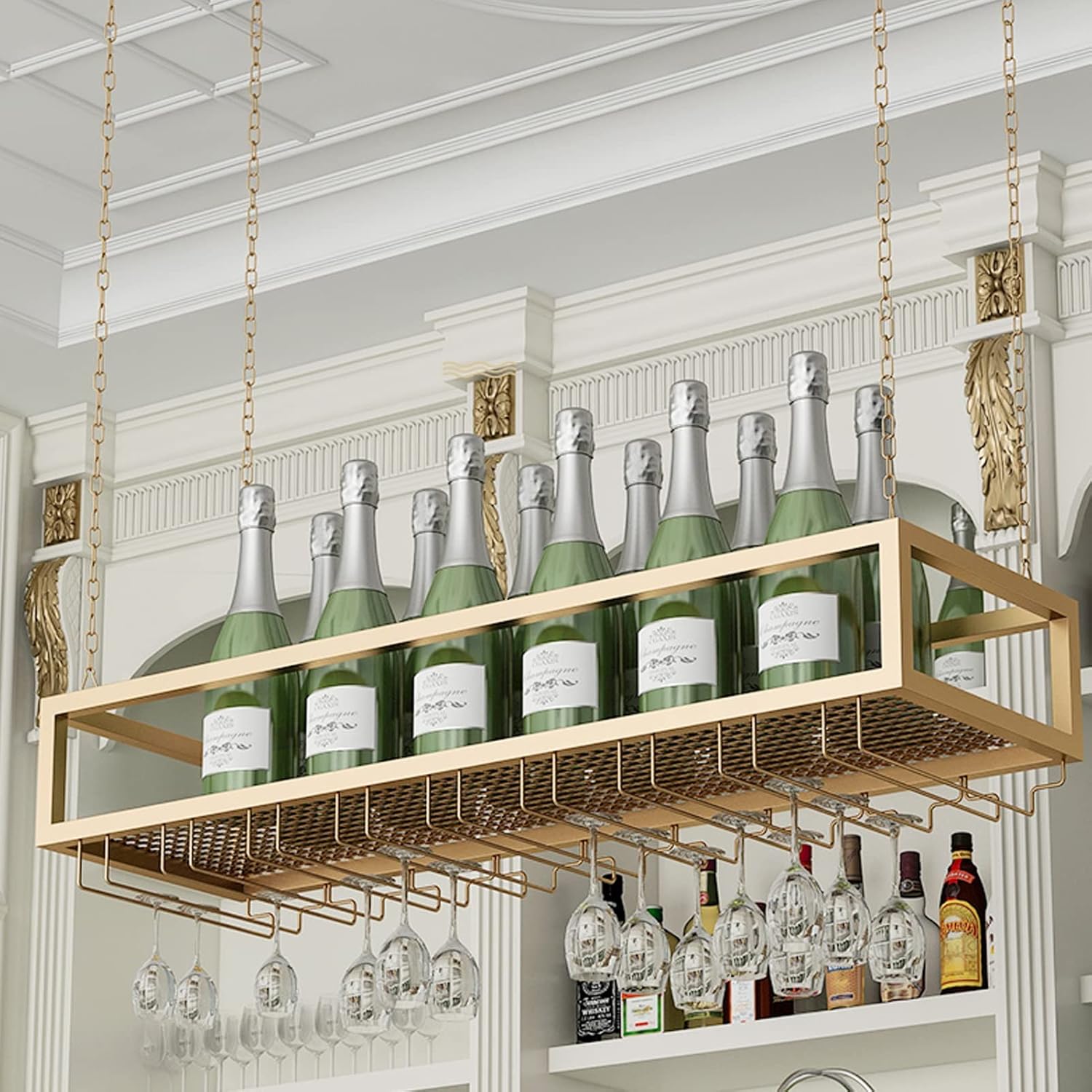 ZJDYDY Wall-Mounted Wine Racks with Glass Holders